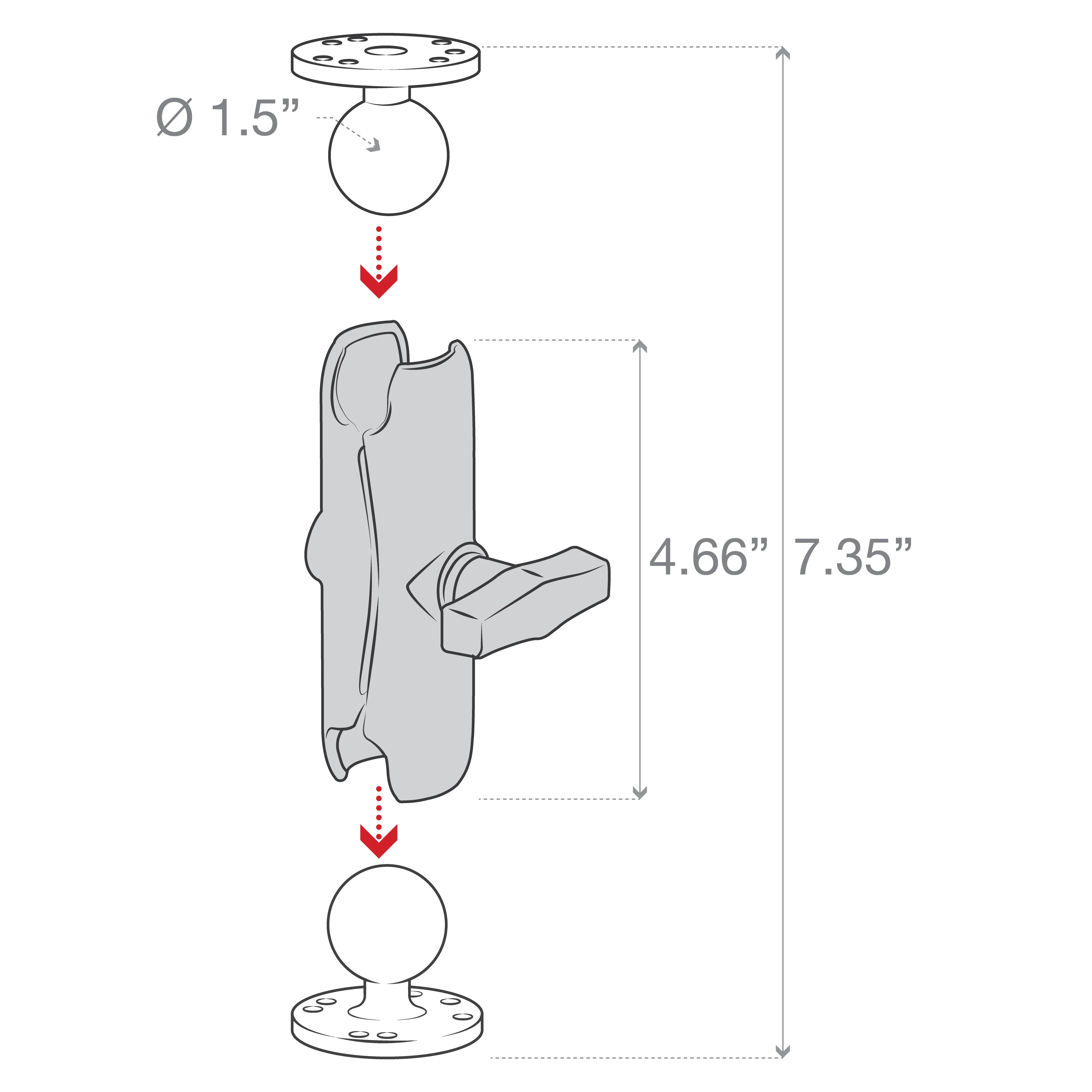 RAM® Double Ball Mount with Two Round Plates - C Size Medium - Image 3