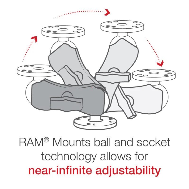 RAM® Universal Double Ball Mount with Two Round Plates - C Size Short - Image 3