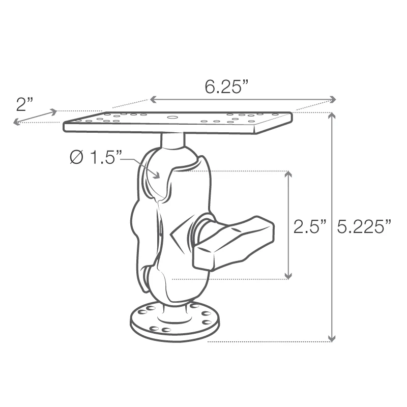 RAM® Universal Marine Electronic Mount - C Size Short - Image 4