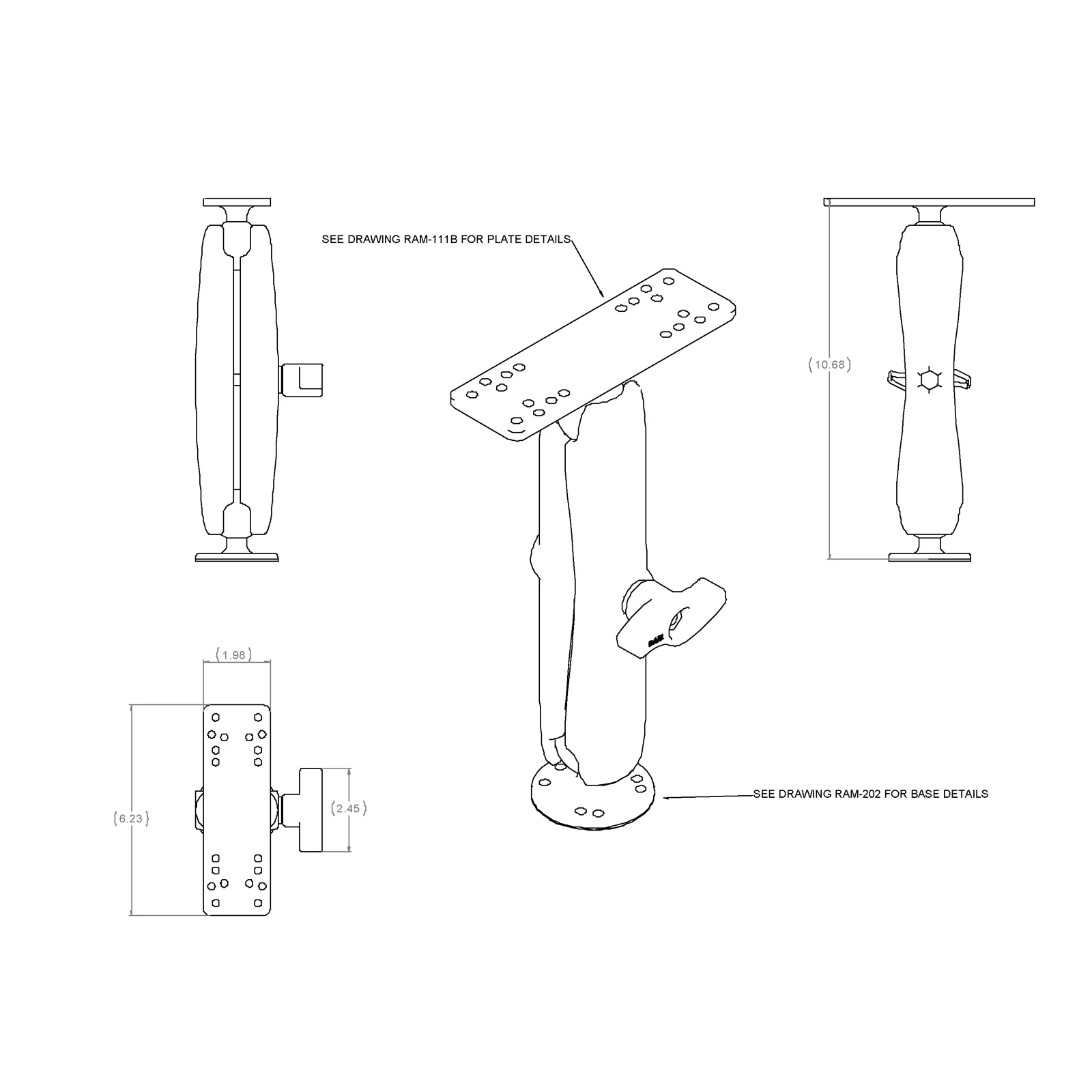RAM® Universal Marine Electronic Mount - C Size Long - Image 3