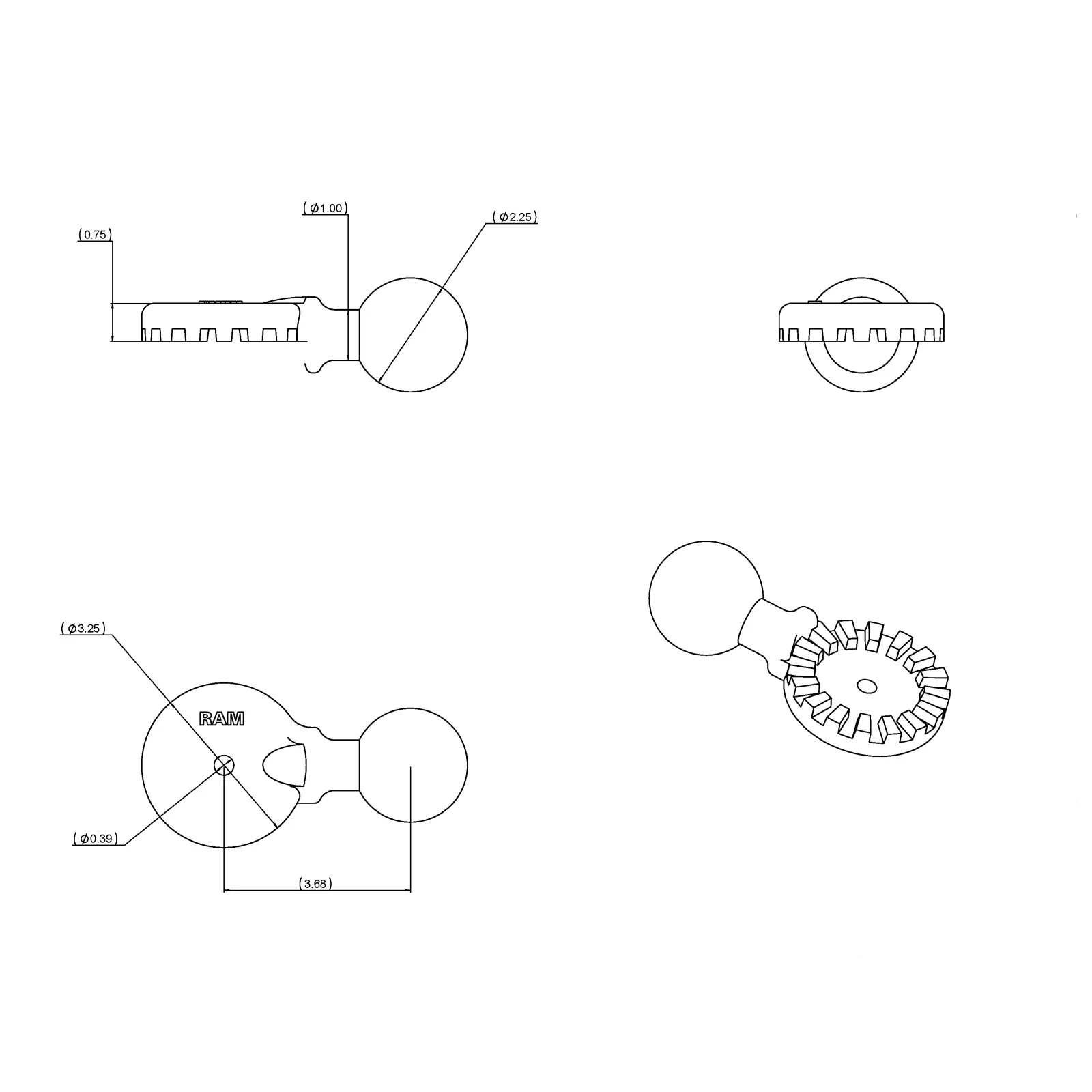 RAM® Ratchet Adapter with Ball - Image 2