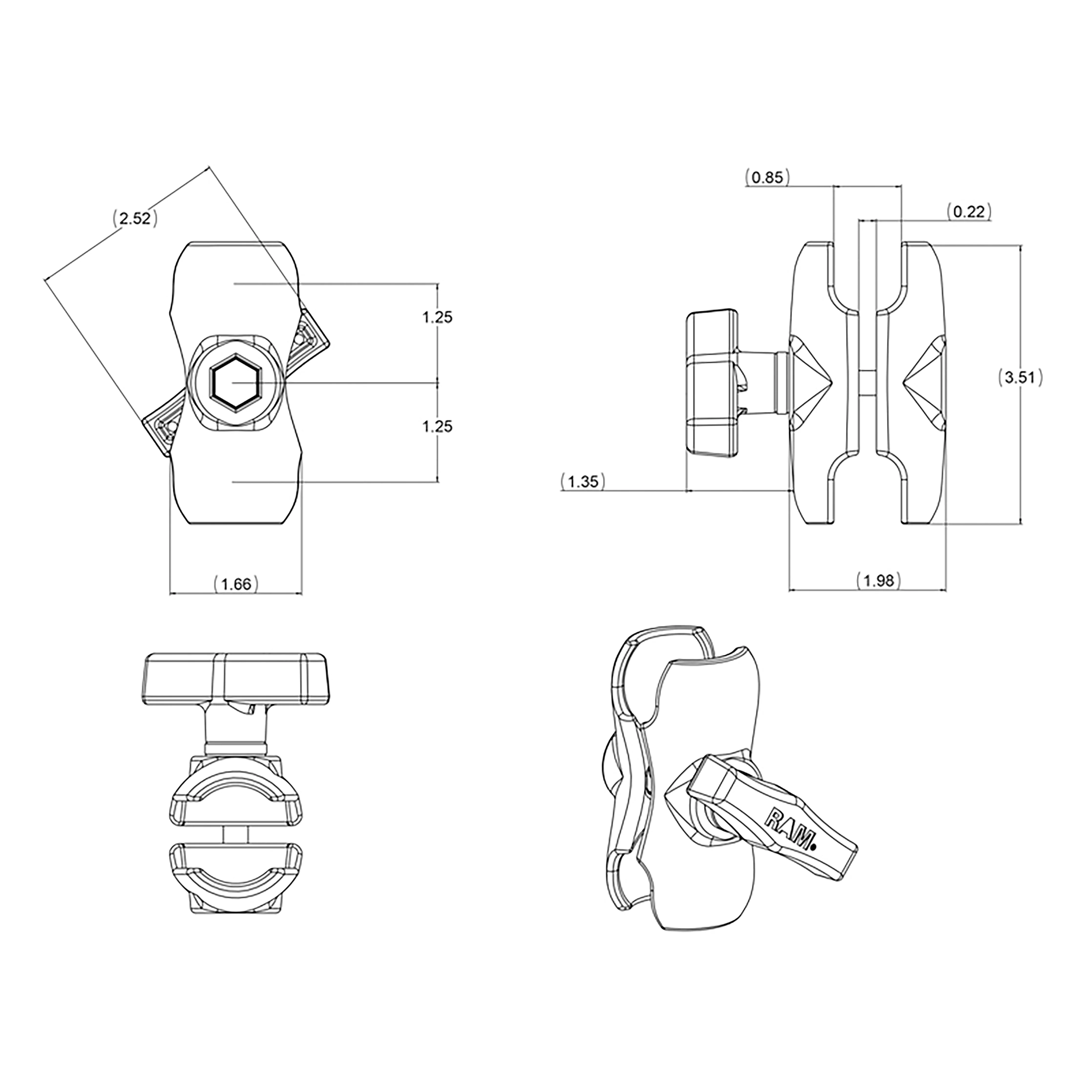 RAM® Double Socket Arm - C Size Short - Image 7