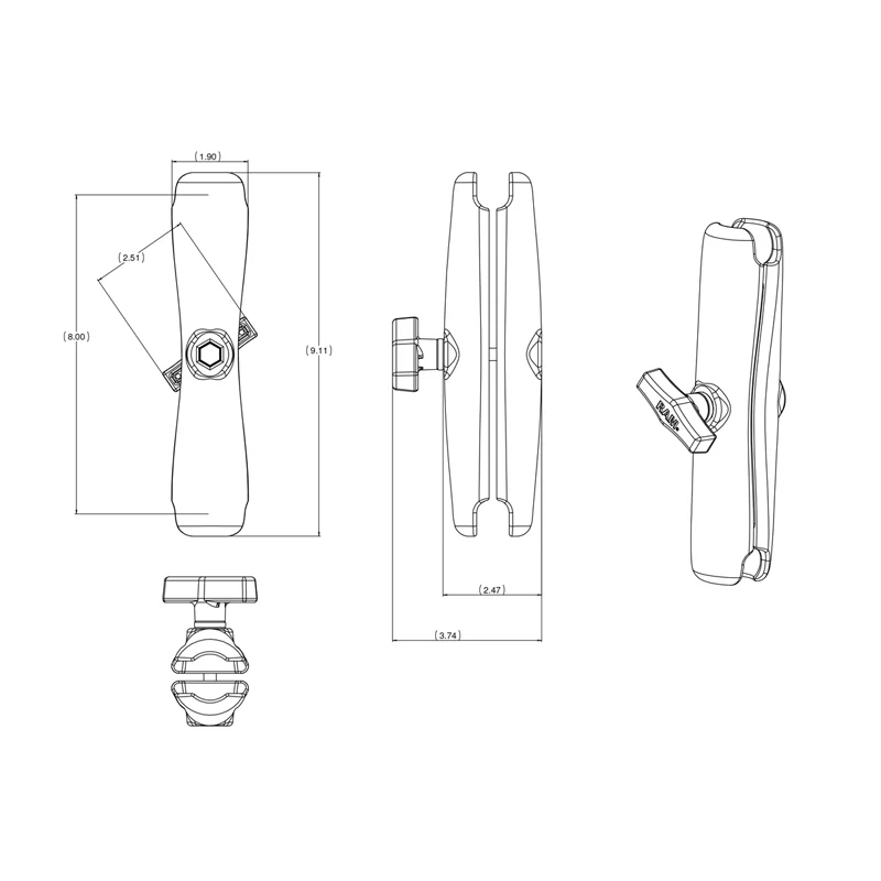 RAM® Double Socket Arm - C Size Long - Image 3