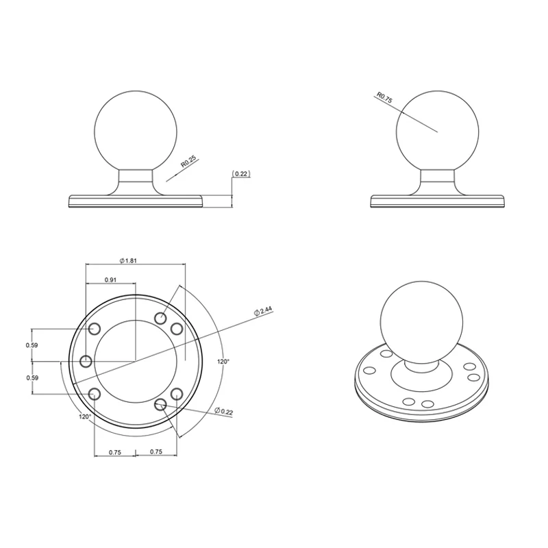RAM® Round Plate with Ball - C Size - Image 5