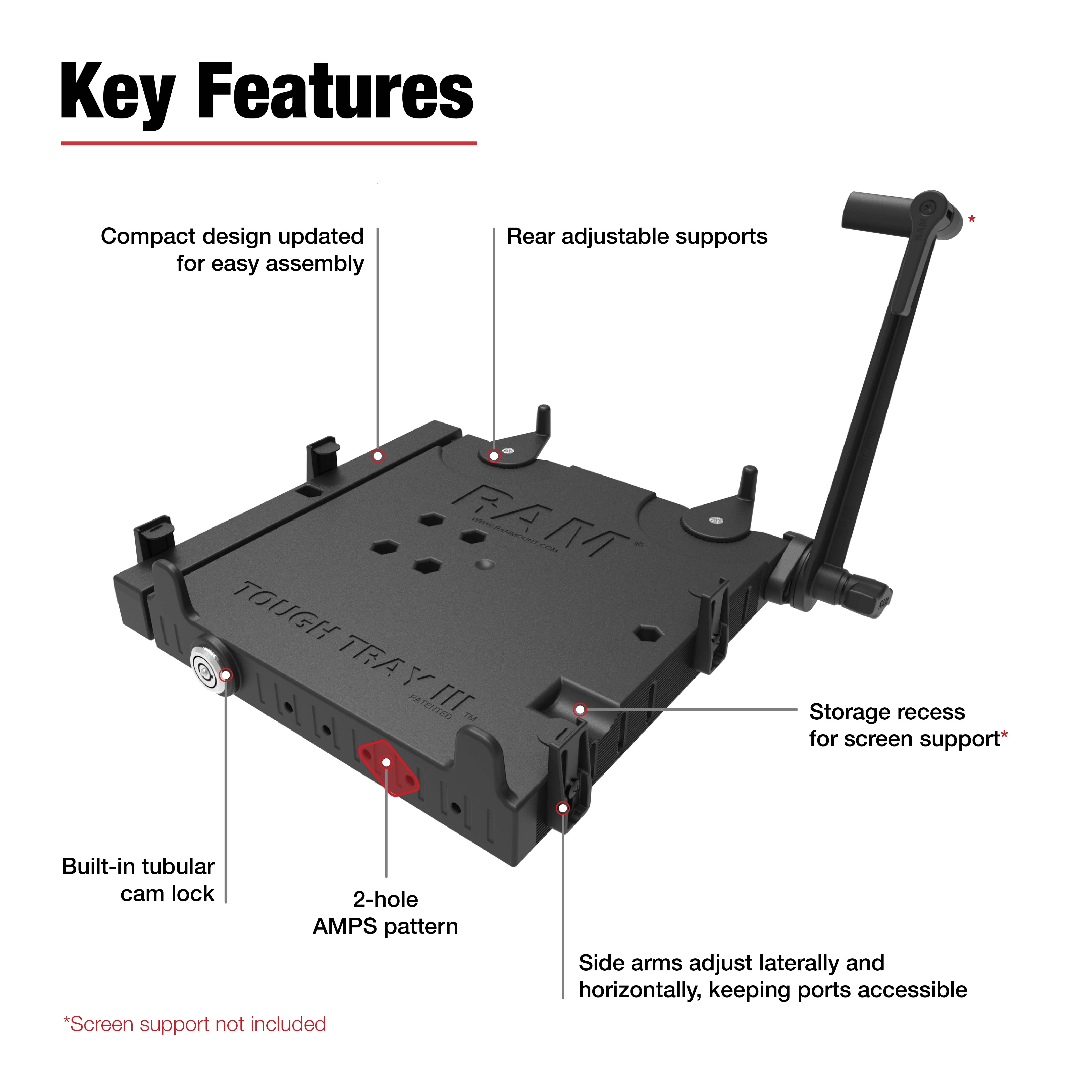 RAM® Tough-Tray™ III Spring Loaded Laptop Tray - Image 3