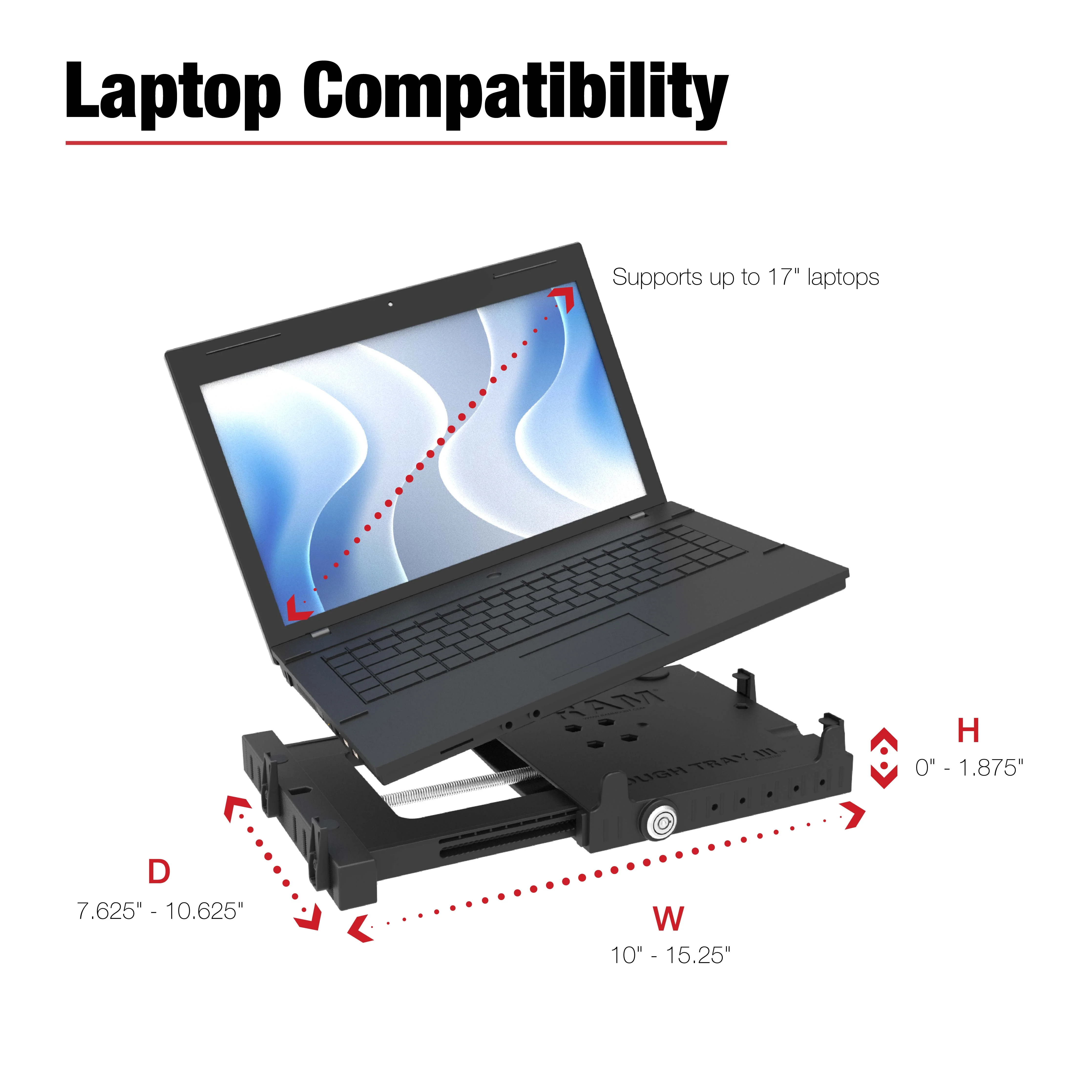 RAM® Tough-Tray™ III Spring Loaded Laptop Tray - Image 5