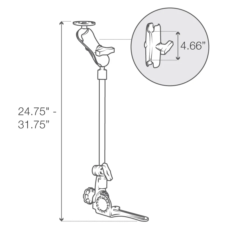 RAM® Pod HD™ 30" Vehicle Mount with Round Plate - Image 5