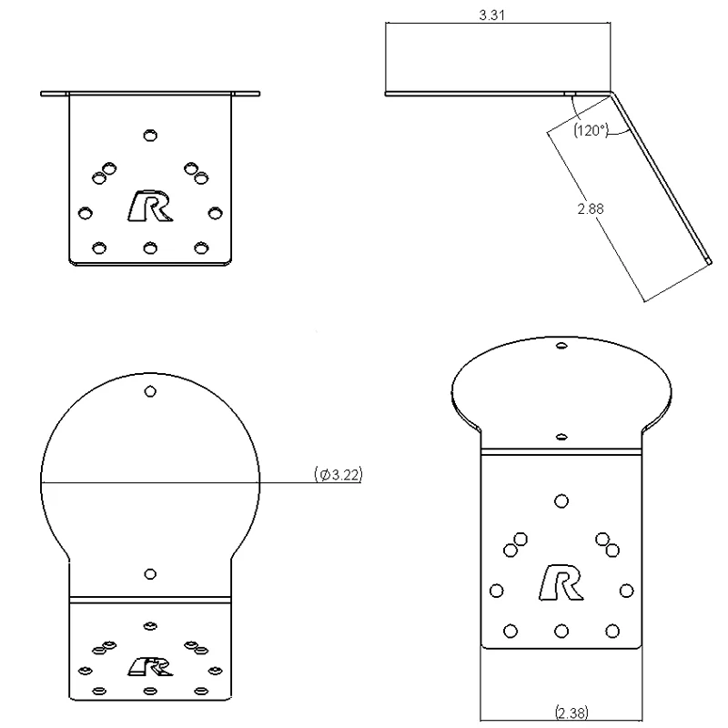 RAM® Angled Round Adapter Plate for XM & GPS Antennas - Image 2