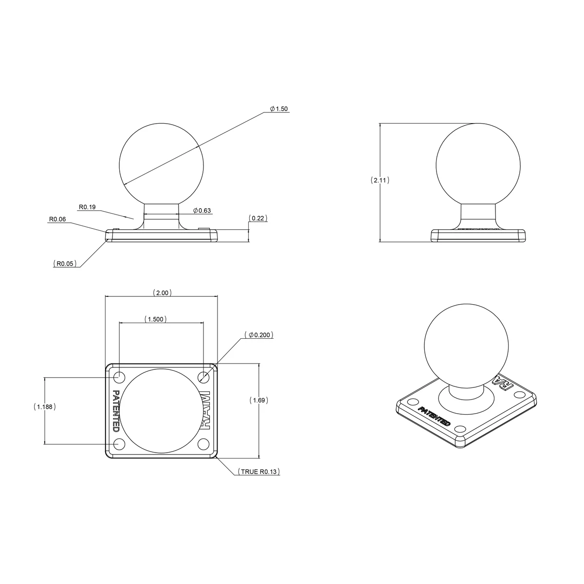 RAM® Ball Adapter with AMPS Plate - C Size - Image 4
