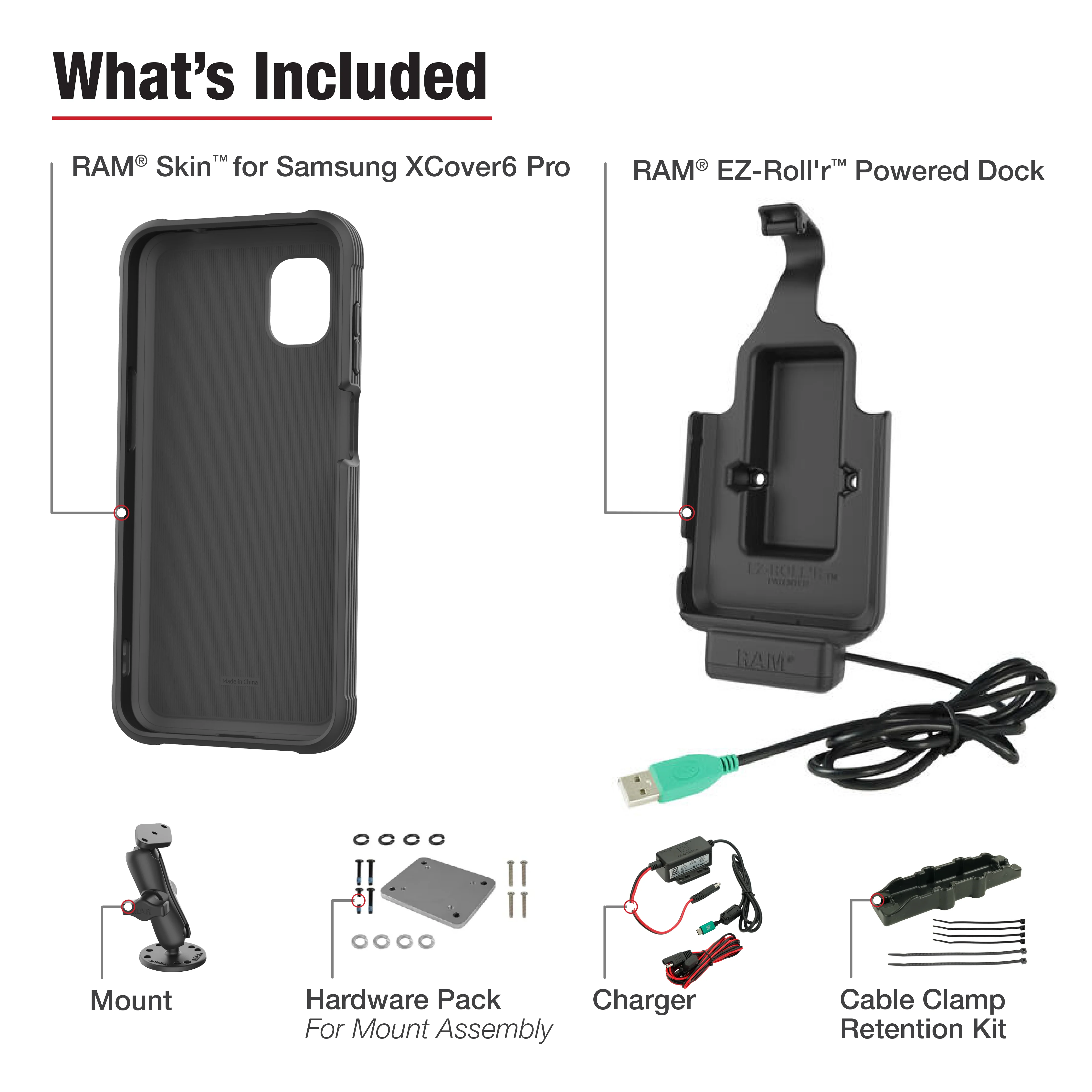 RAM® EZ-Roll'r™ Dock & Dashboard Mount for Samsung XCover7 Pro & 6 Pro - Image 3
