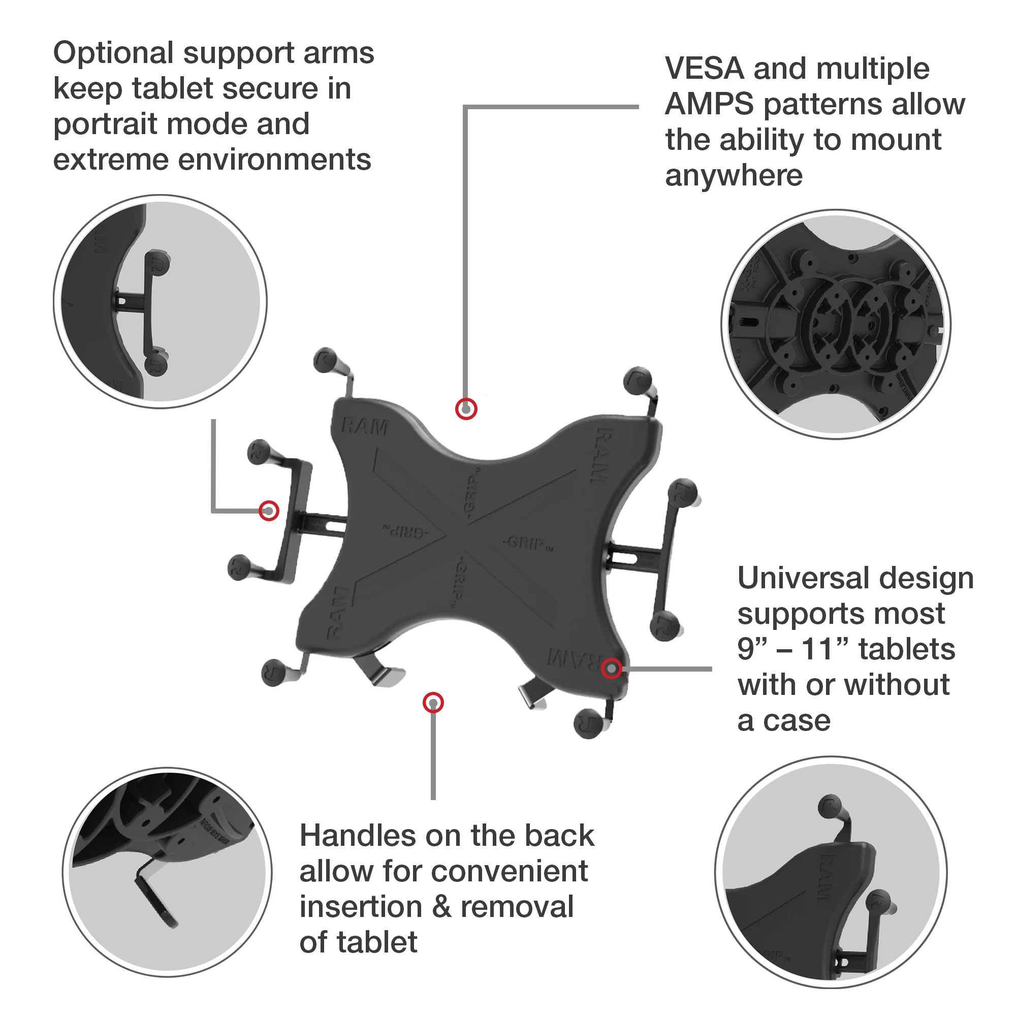 RAM® X-Grip® Drill-Down Double Ball Mount for 12"-13" Tablets - Image 2