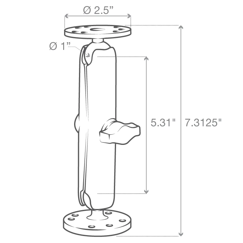 RAM® Universal Double Ball Mount with Two Round Plates - B Size Long - Image 3