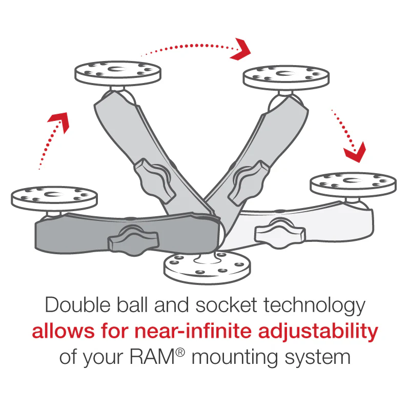 RAM® Universal Double Ball Mount with Two Round Plates - B Size Long - Image 4