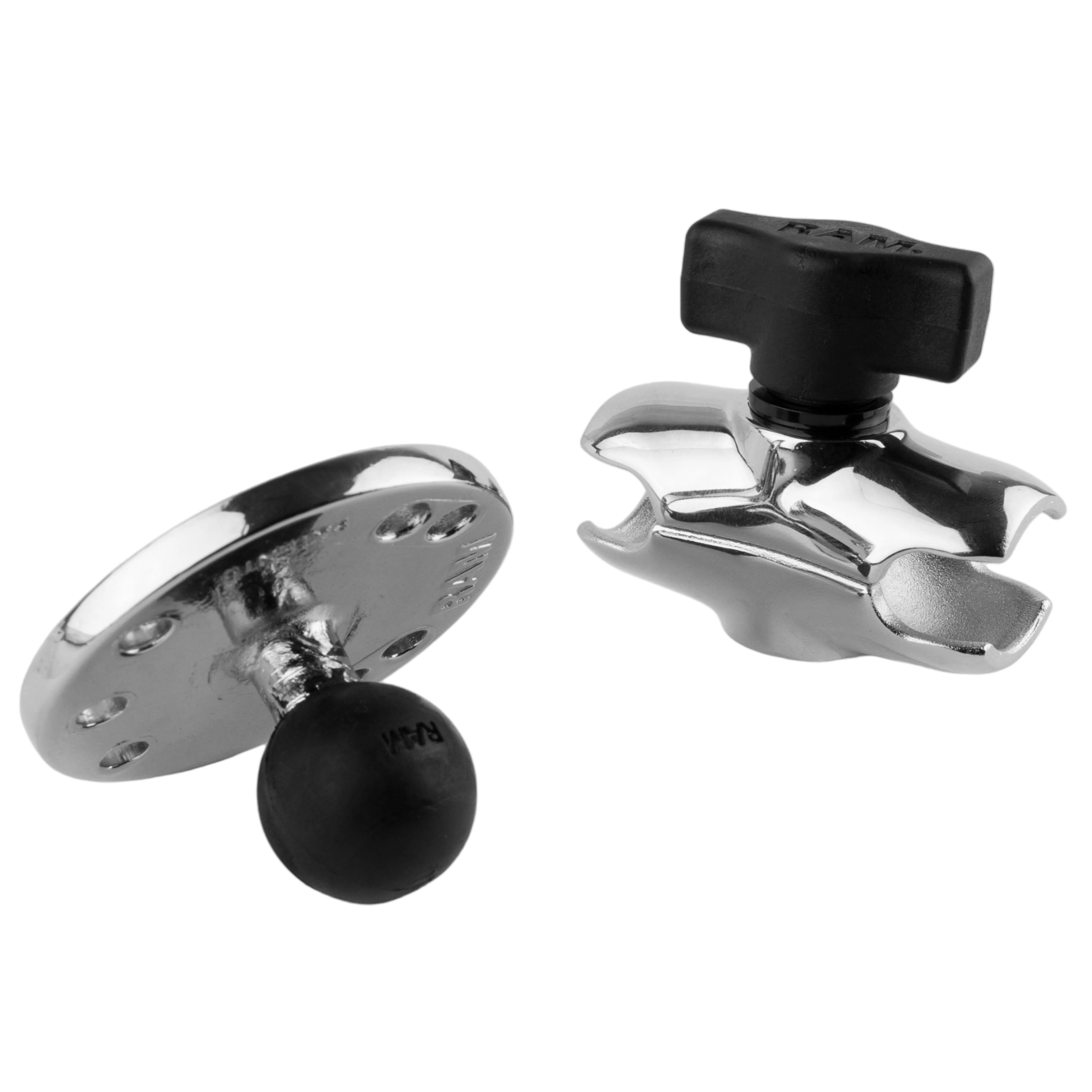 RAM® Chrome Double Socket Arm with Round Plate - Short Arm - Image 2