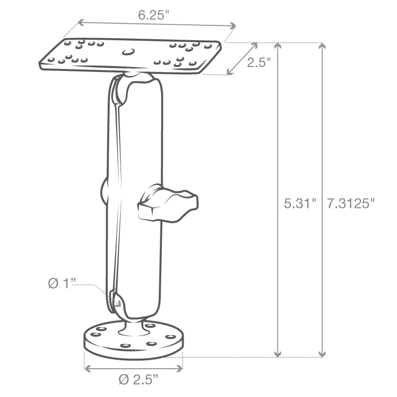 RAM® Universal Marine Electronic Mount - B Size Long - Image 3