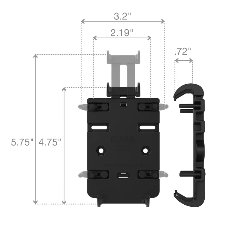 RAM® Quick-Grip™ Phone Mount with Yoke Clamp Base - Image 3