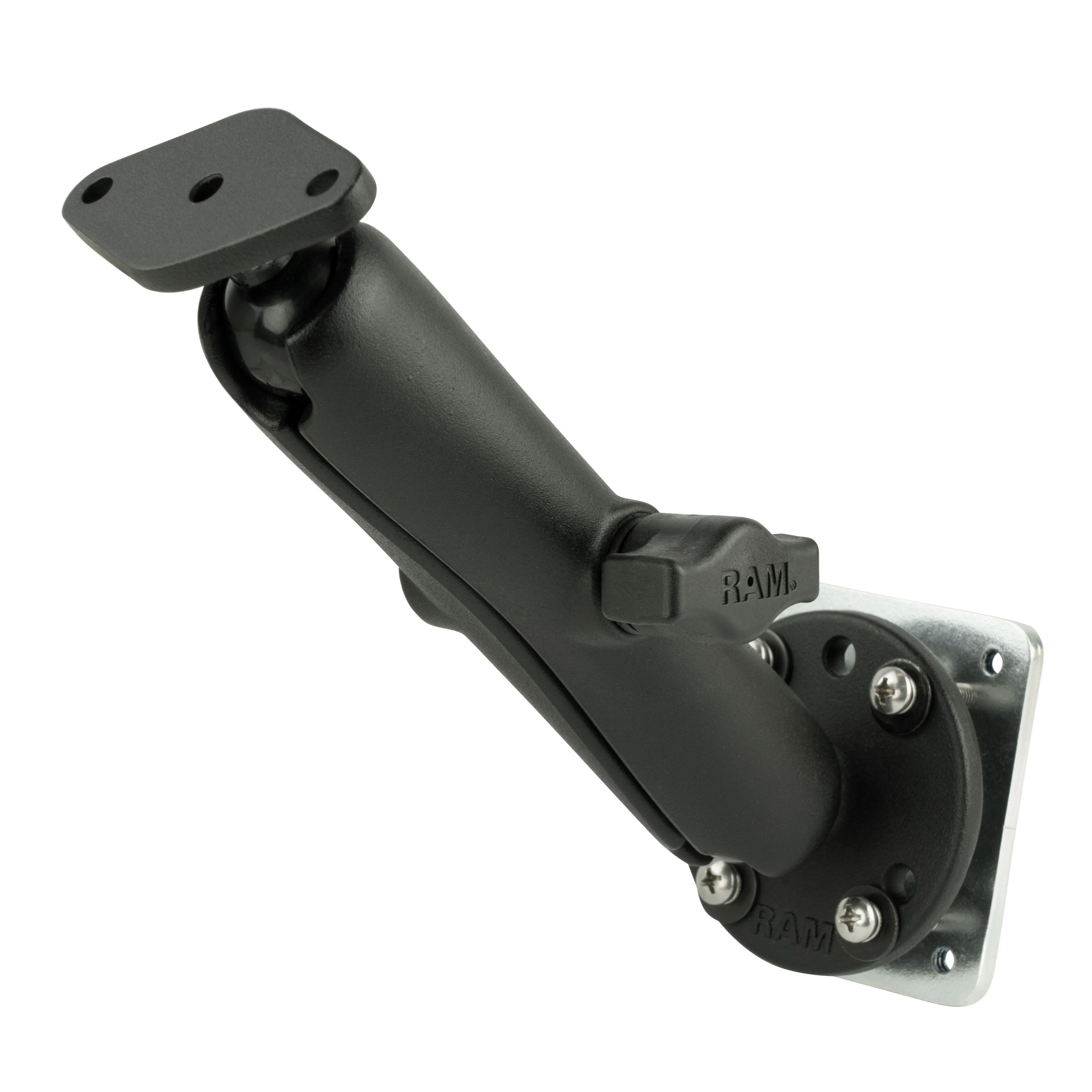 RAM® Double Ball Drill-Down Mount with Diamond Plate & Backer Plate