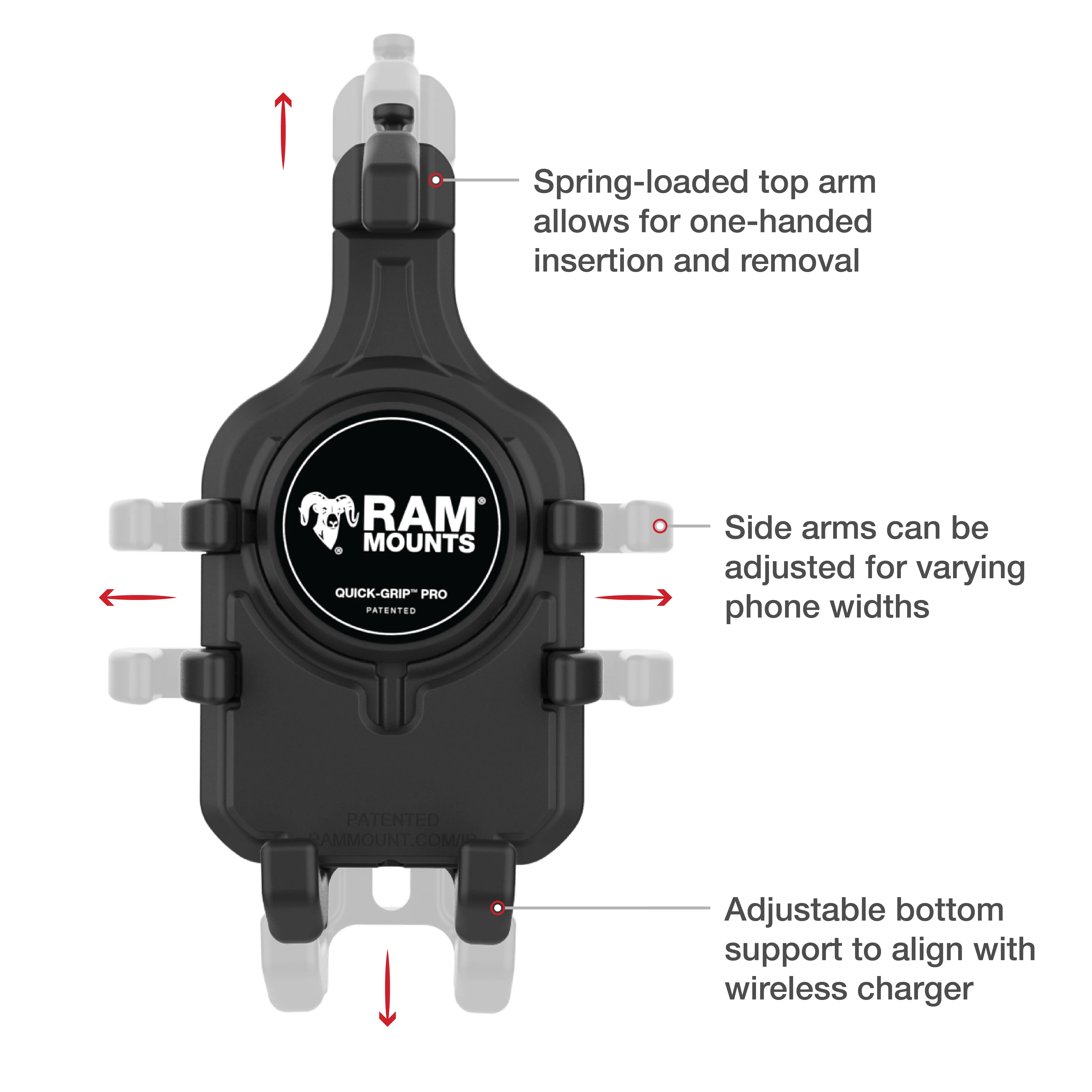 RAM® Quick-Grip™ Pro Phone Mount with Handlebar U-Bolt Base - Short - Image 4