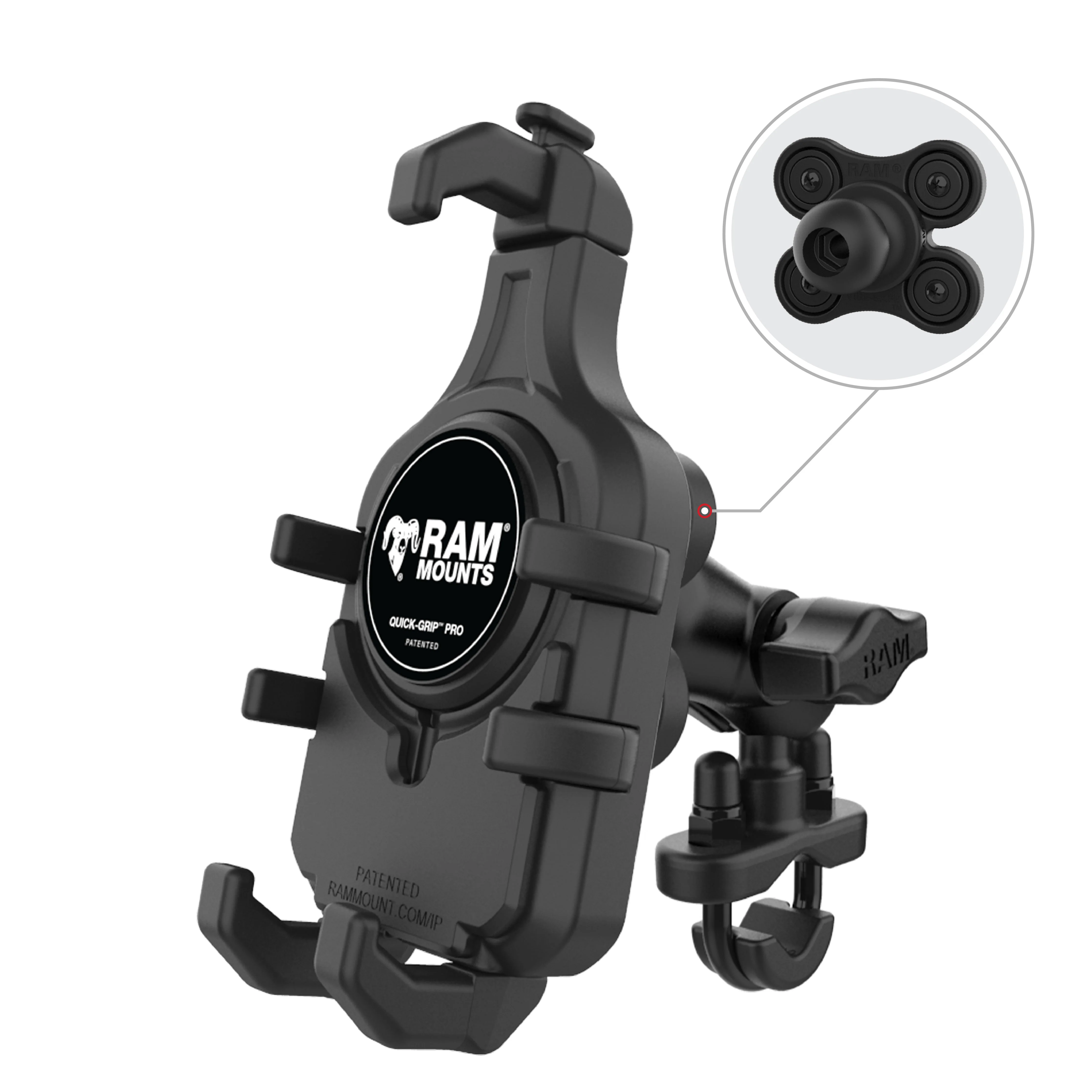 RAM® Quick-Grip™ Pro Vibration Damping Phone Mount with U-Bolt Base - Image 2
