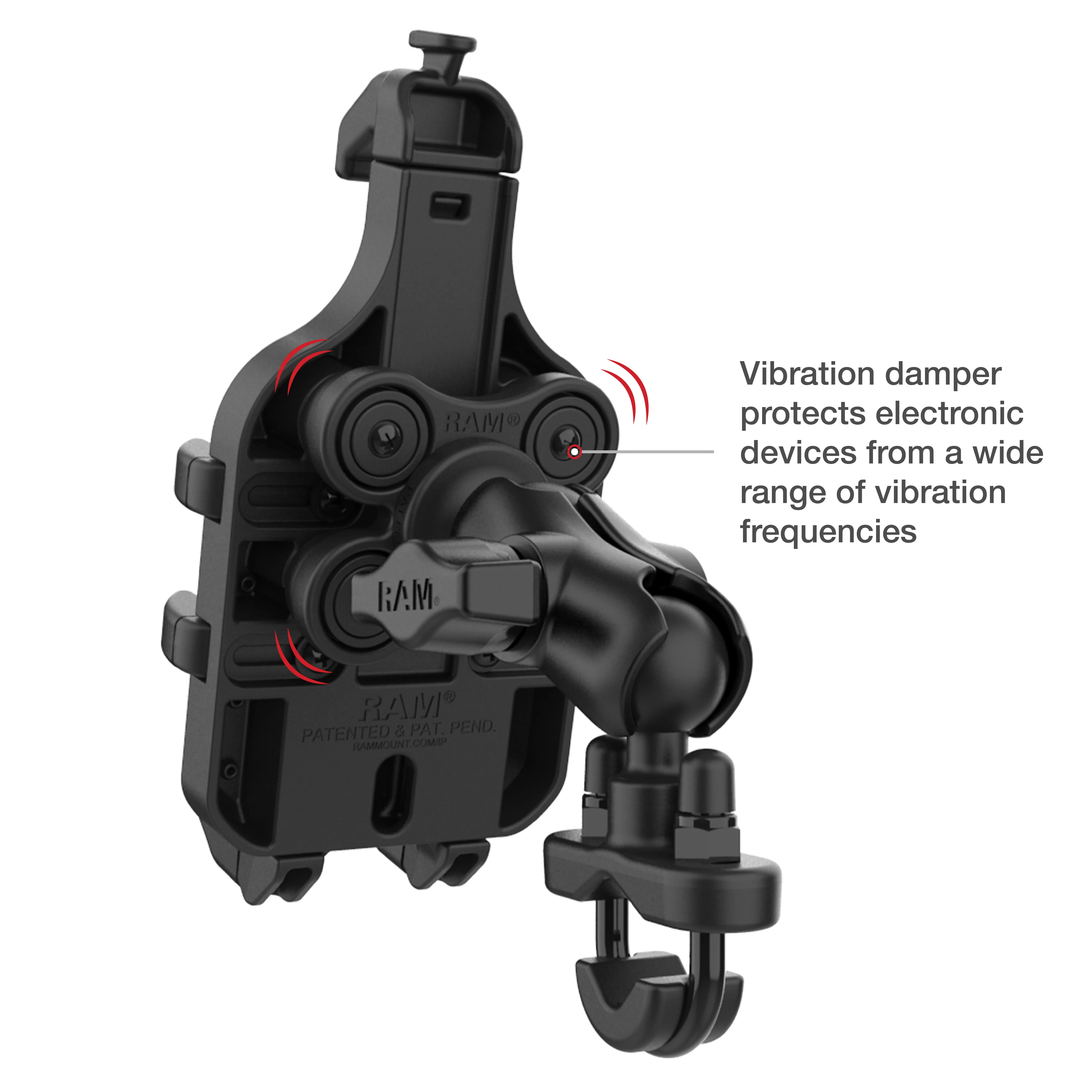RAM® Quick-Grip™ Pro Vibration Damping Phone Mount with U-Bolt Base - Image 3