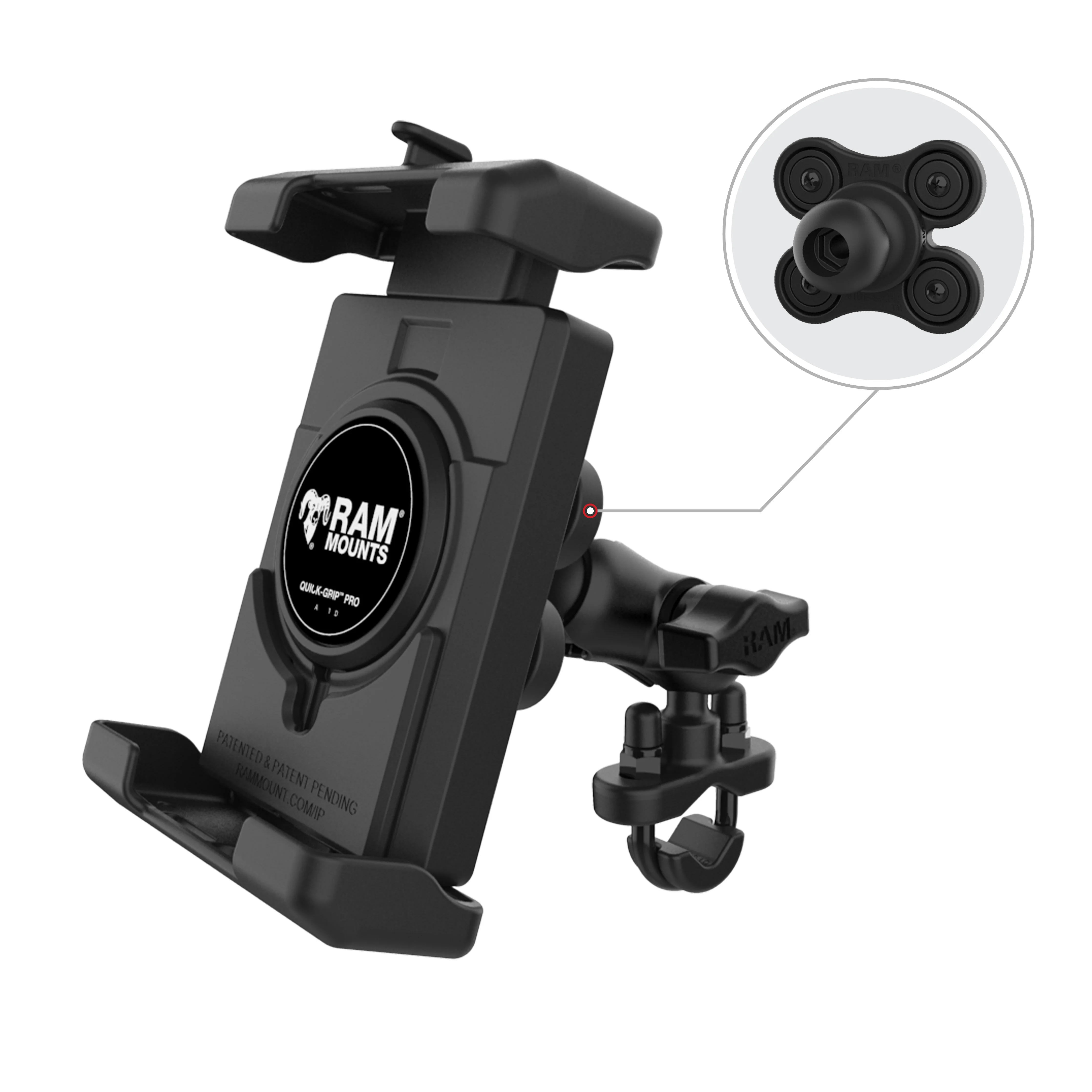 RAM® Quick-Grip™ Pro XL Vibration Damping Phone Mount with U-Bolt Base - Image 2