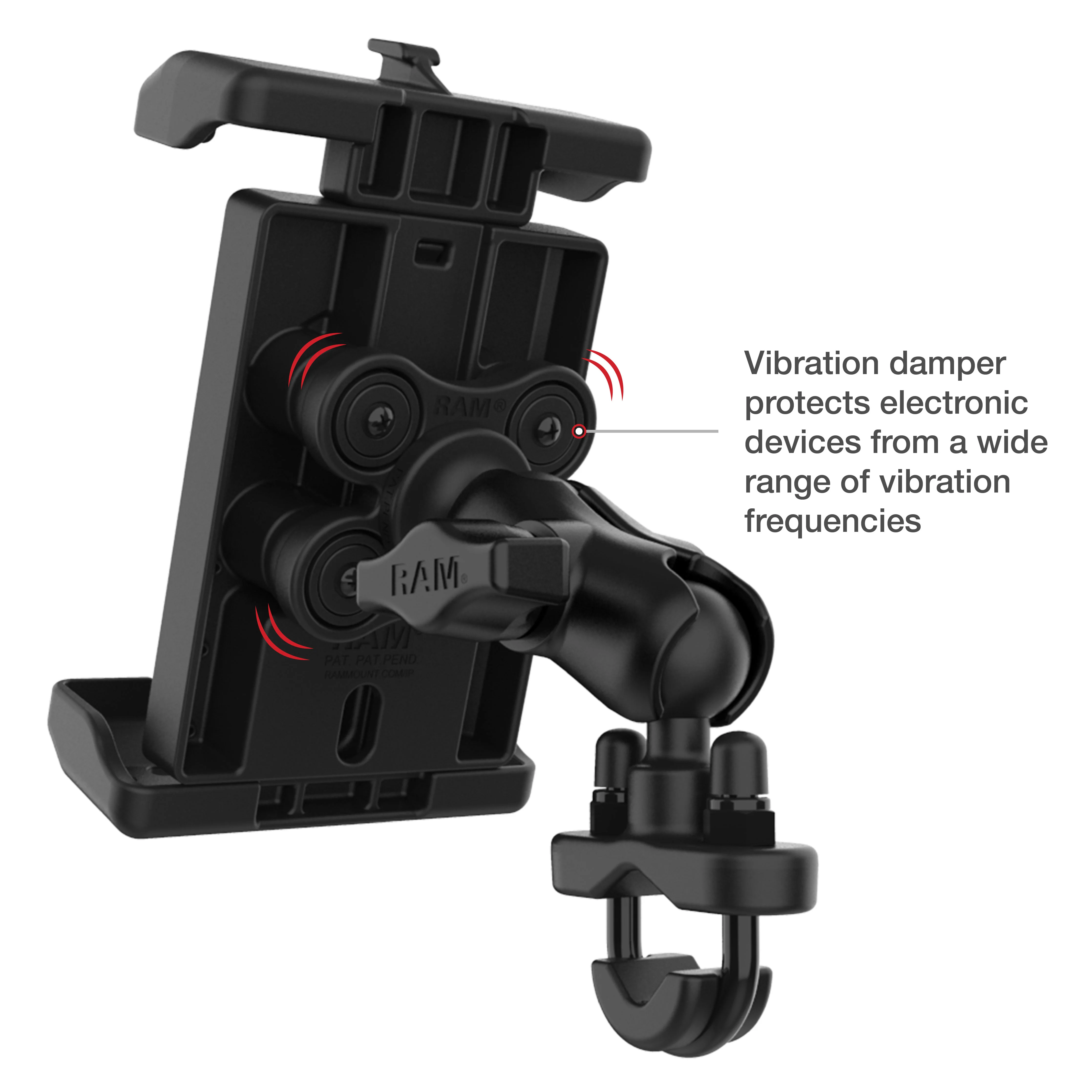 RAM® Quick-Grip™ Pro XL Vibration Damping Phone Mount with U-Bolt Base - Image 3