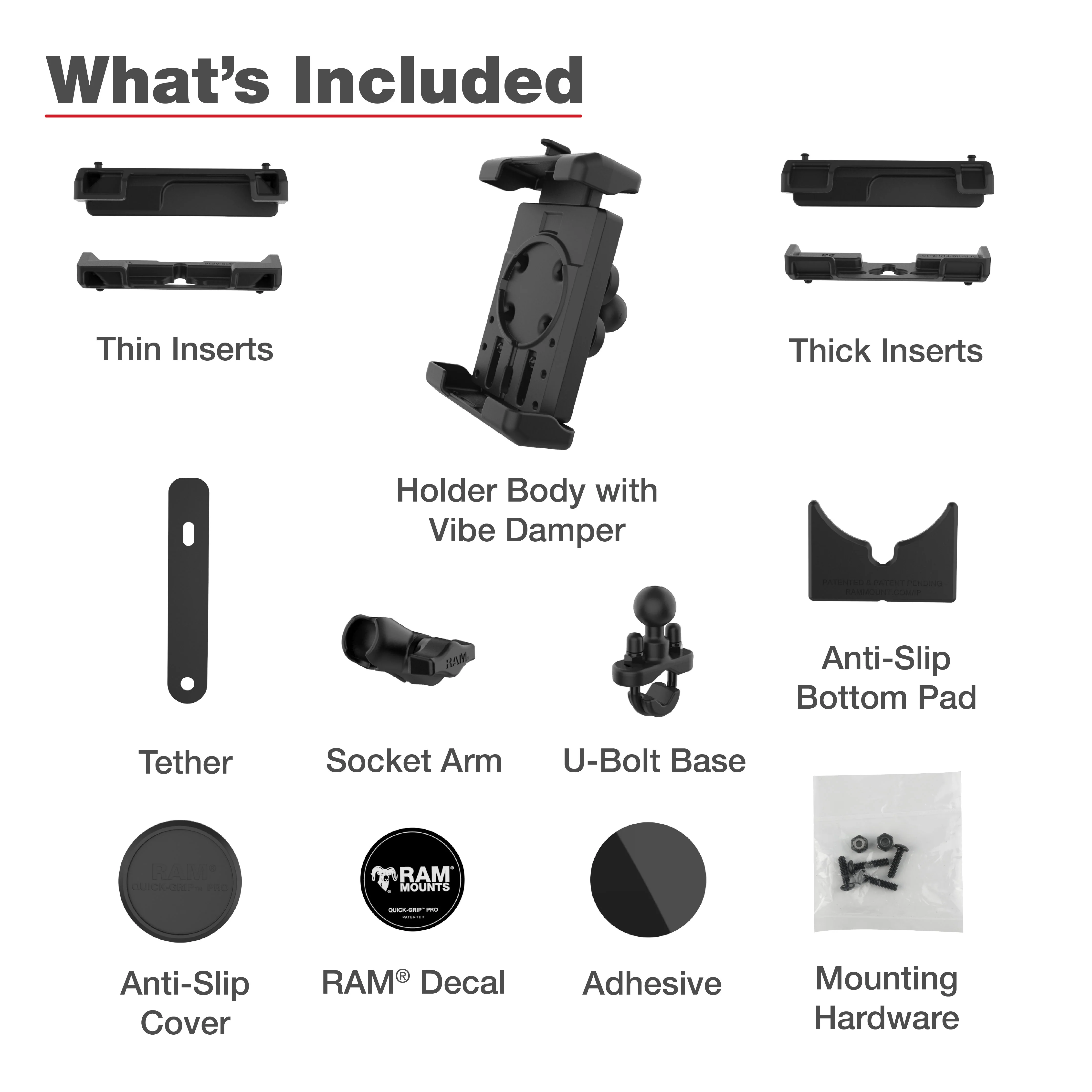 RAM® Quick-Grip™ Pro XL Vibration Damping Phone Mount with U-Bolt Base - Image 7