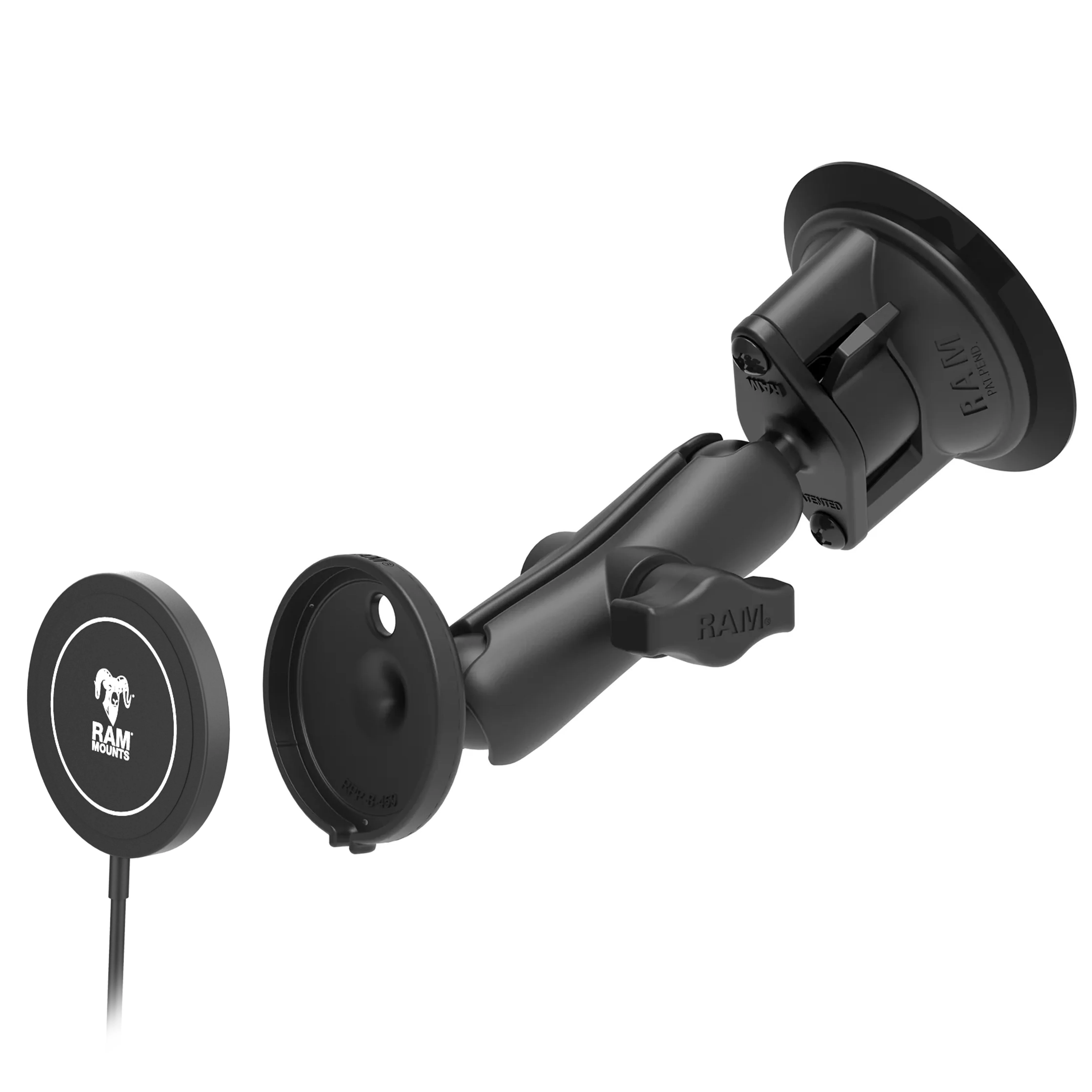 RAM® Twist-Lock™ Suction Cup Mount with RAM® Qi2 15W Wireless Charger - Image 2
