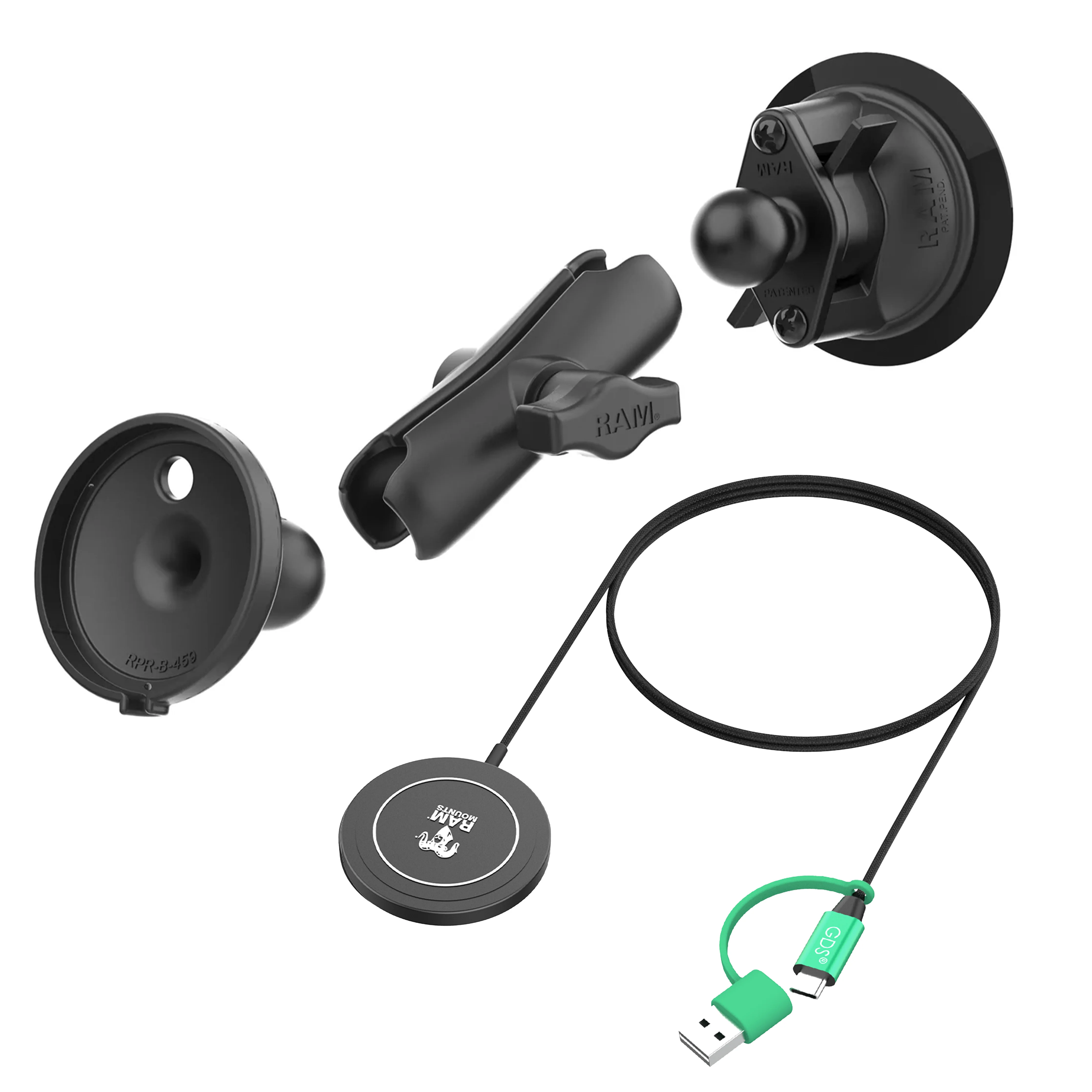 RAM® Twist-Lock™ Suction Cup Mount with RAM® Qi2 15W Wireless Charger - Image 4