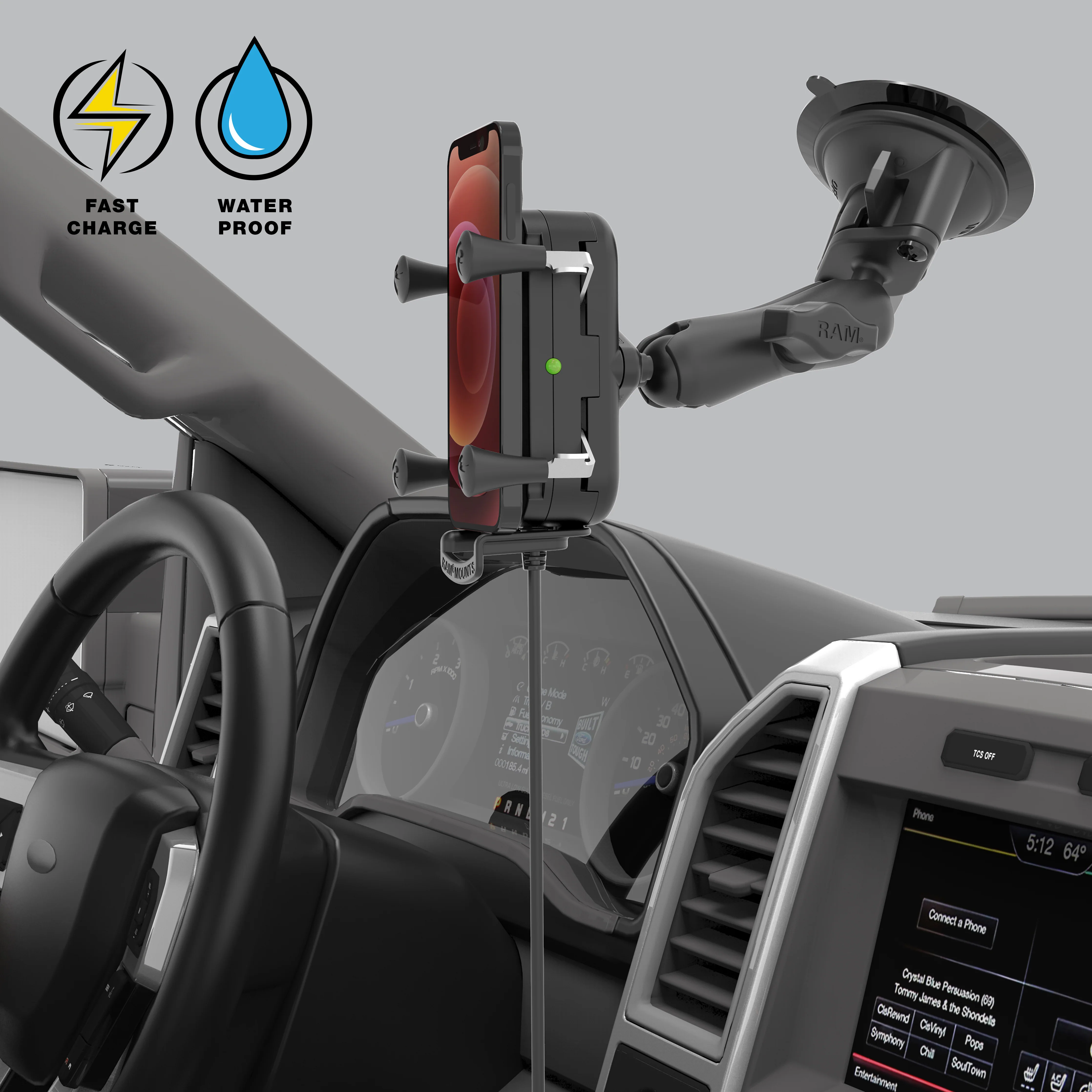 RAM® Tough-Charge™ 15W Wireless Charging Suction Cup Mount - Image 5