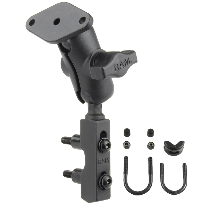 RAM® Motorcycle Brake/Clutch Reservoir Mount with Diamond Plate - Short