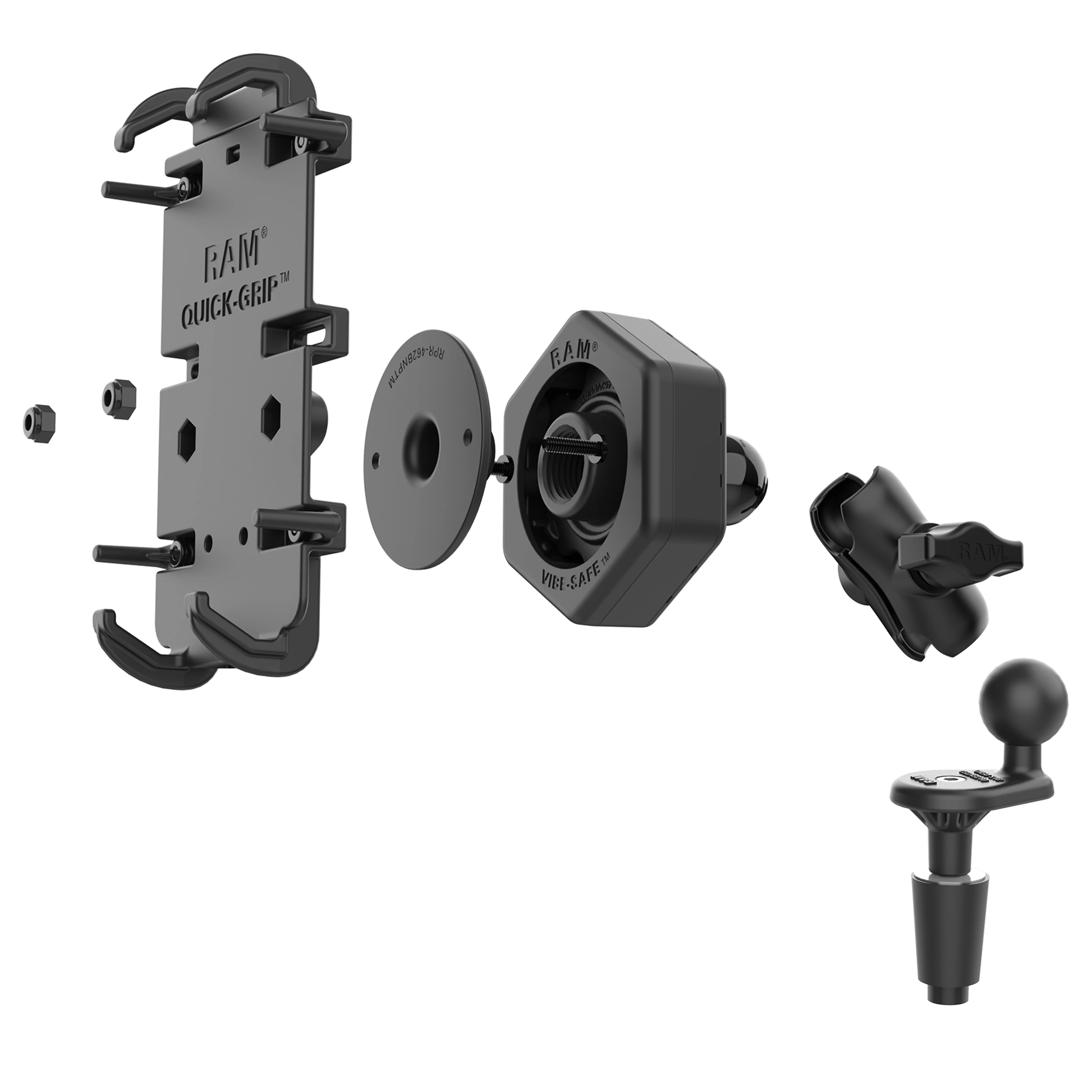 RAM® Quick-Grip™ XL Phone Mount with Vibe-Safe™ & Fork Stem Base - Short - Image 3