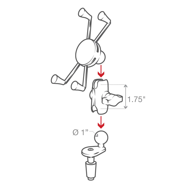 RAM® X-Grip® Large Phone Mount with Motorcycle Fork Stem Base - Image 6