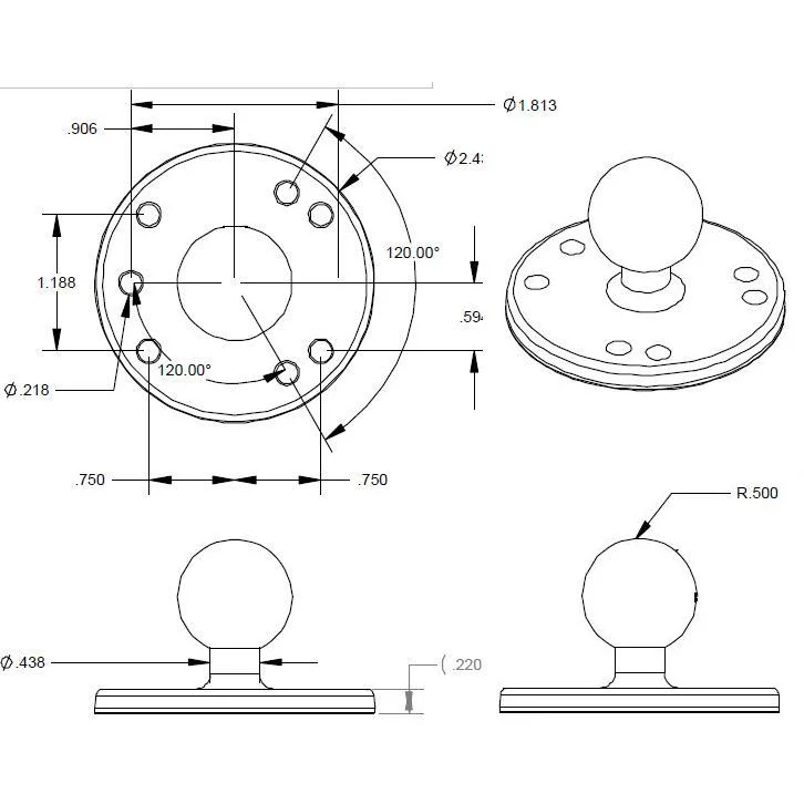 RAM® Round Plate with Ball - B Size - Image 3