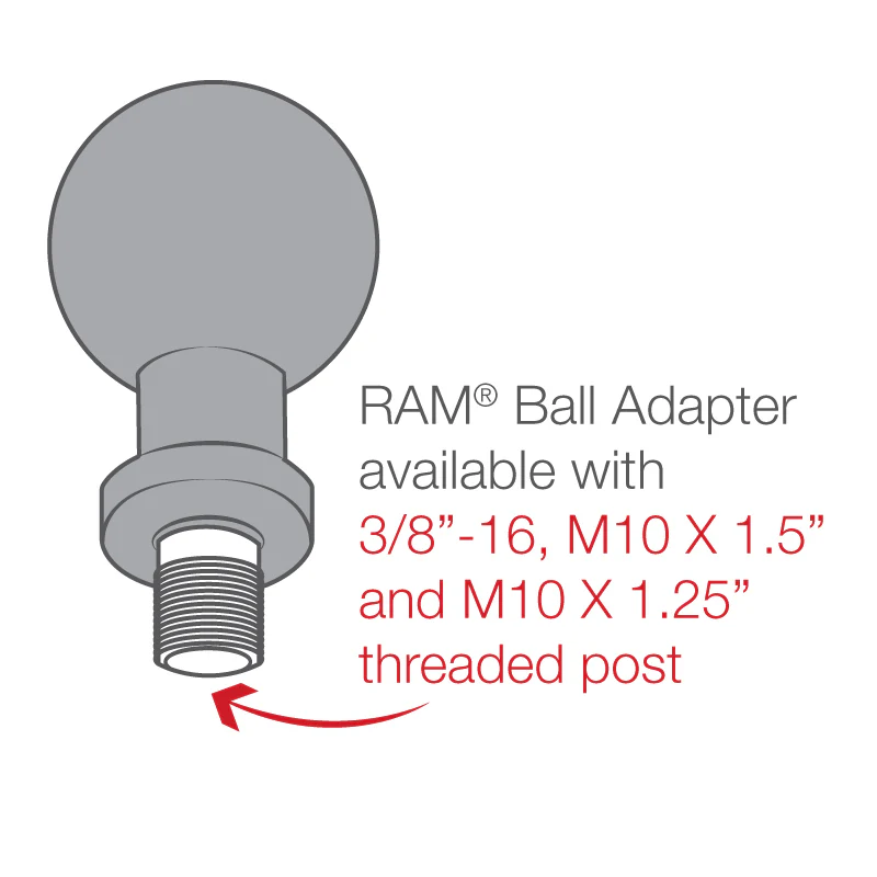 RAM® Ball Adapter with 3/8"-16 Threaded Post & Lock Washer - B Size - Image 7