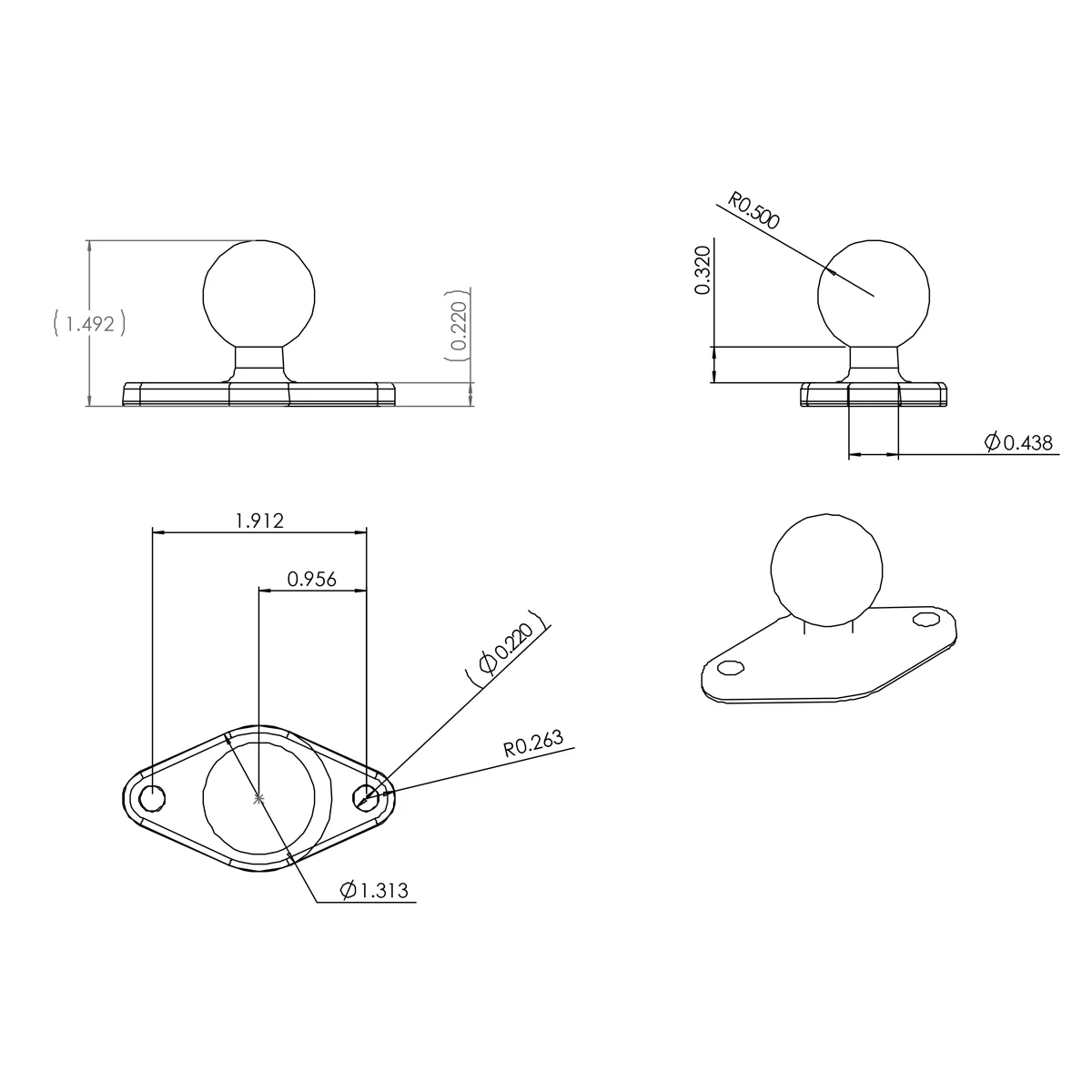 RAM® Chrome Diamond Ball Base - Image 4