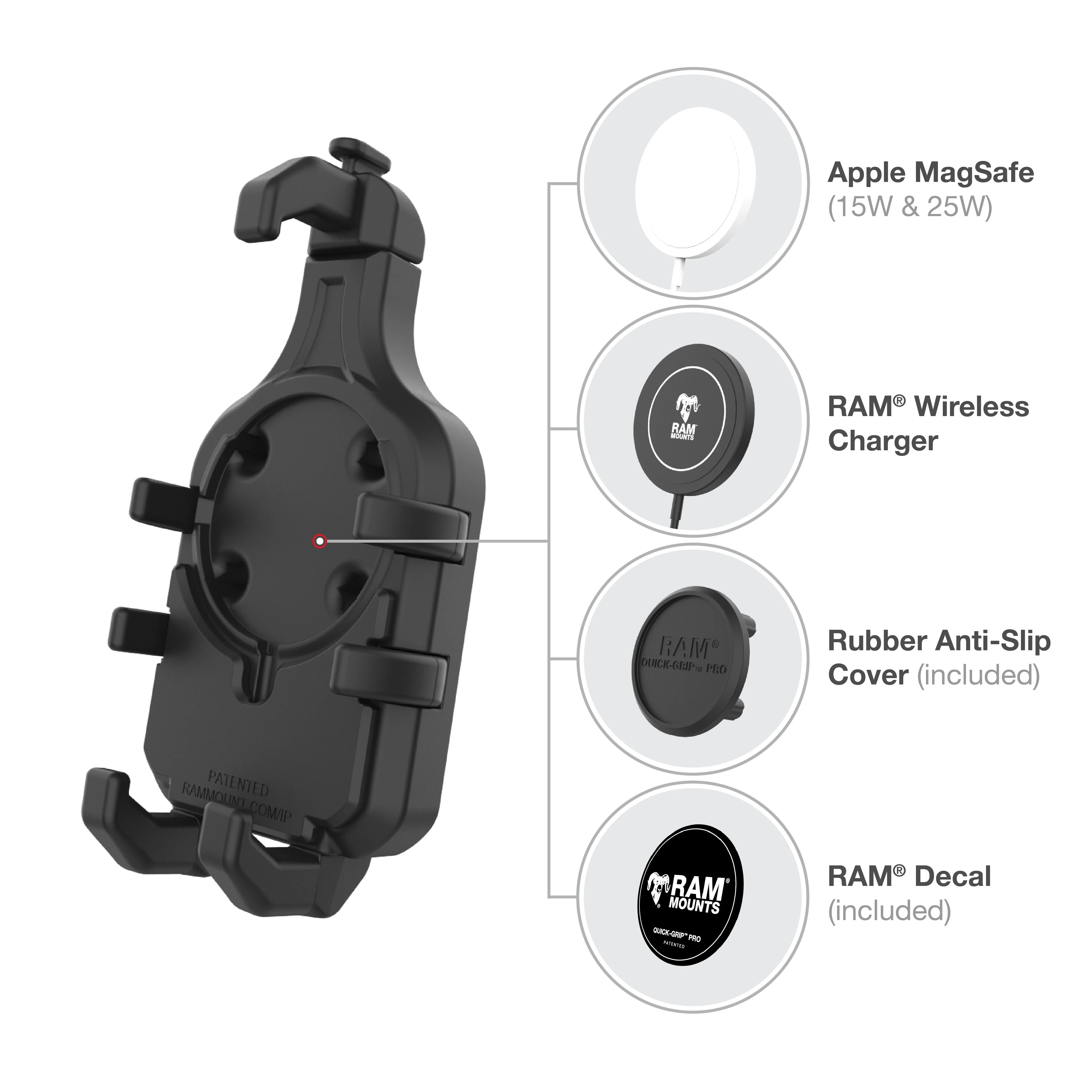 RAM® Quick-Grip™ Pro Phone Mount with Small Tough-Claw™ Base - Medium - Image 5