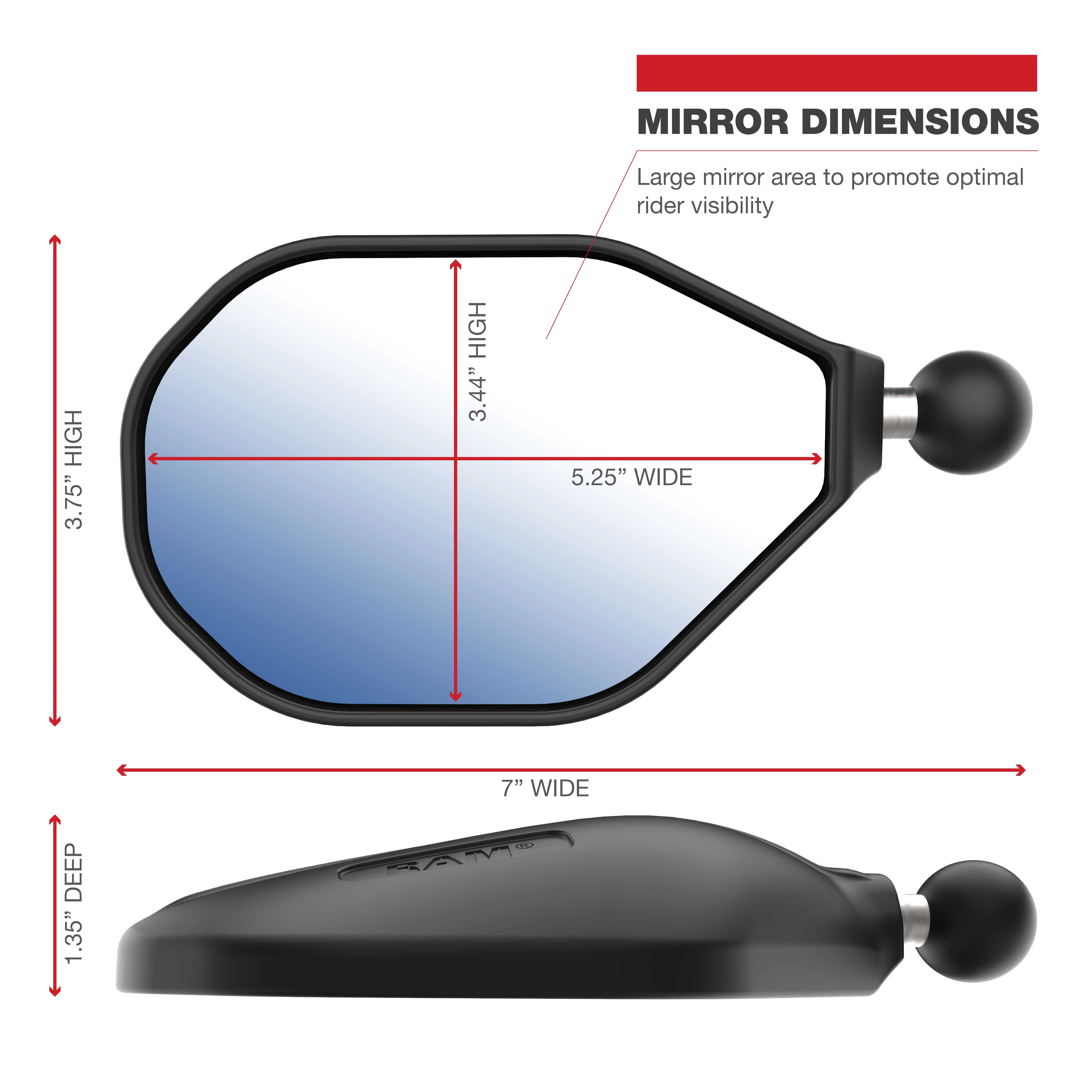 RAM® Tough-Mirror™ Left Mirror with Ball - Image 3