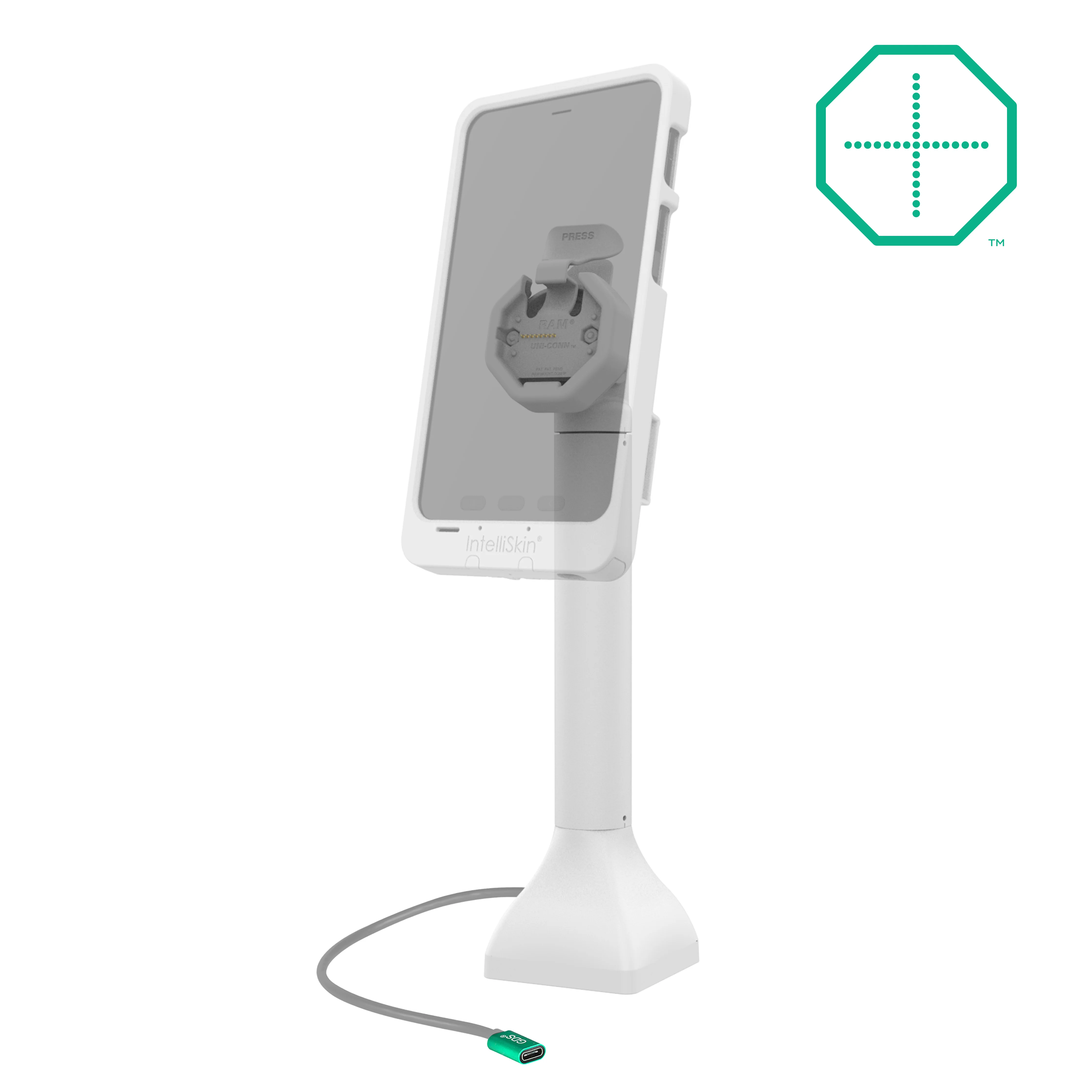 GDS® Uni-Conn™ Powered 14" Pedestal Dock with USB-C - Gray - Image 2