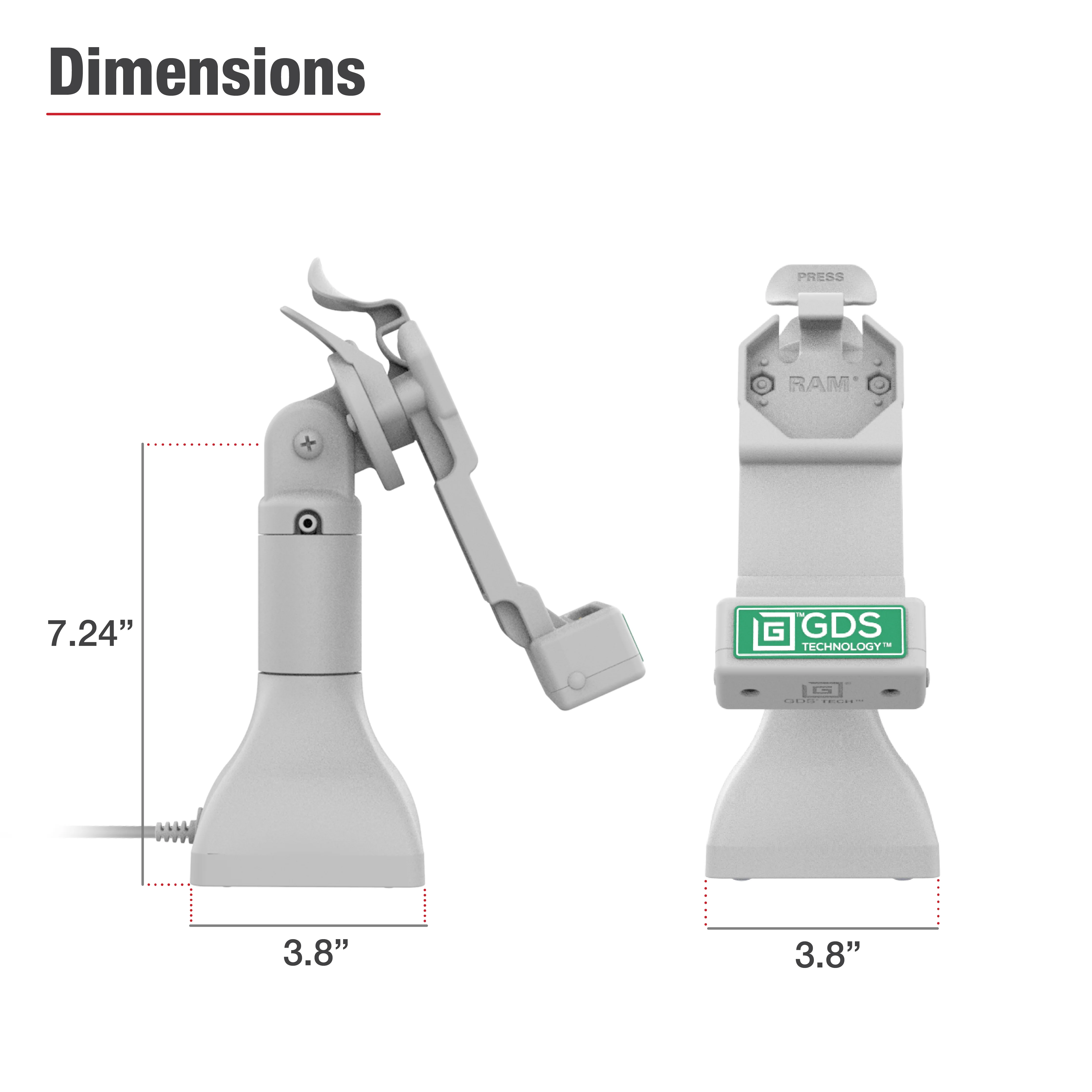GDS® Uni-Conn™ 7" Pedestal Dock with PoE - Gray - Image 7