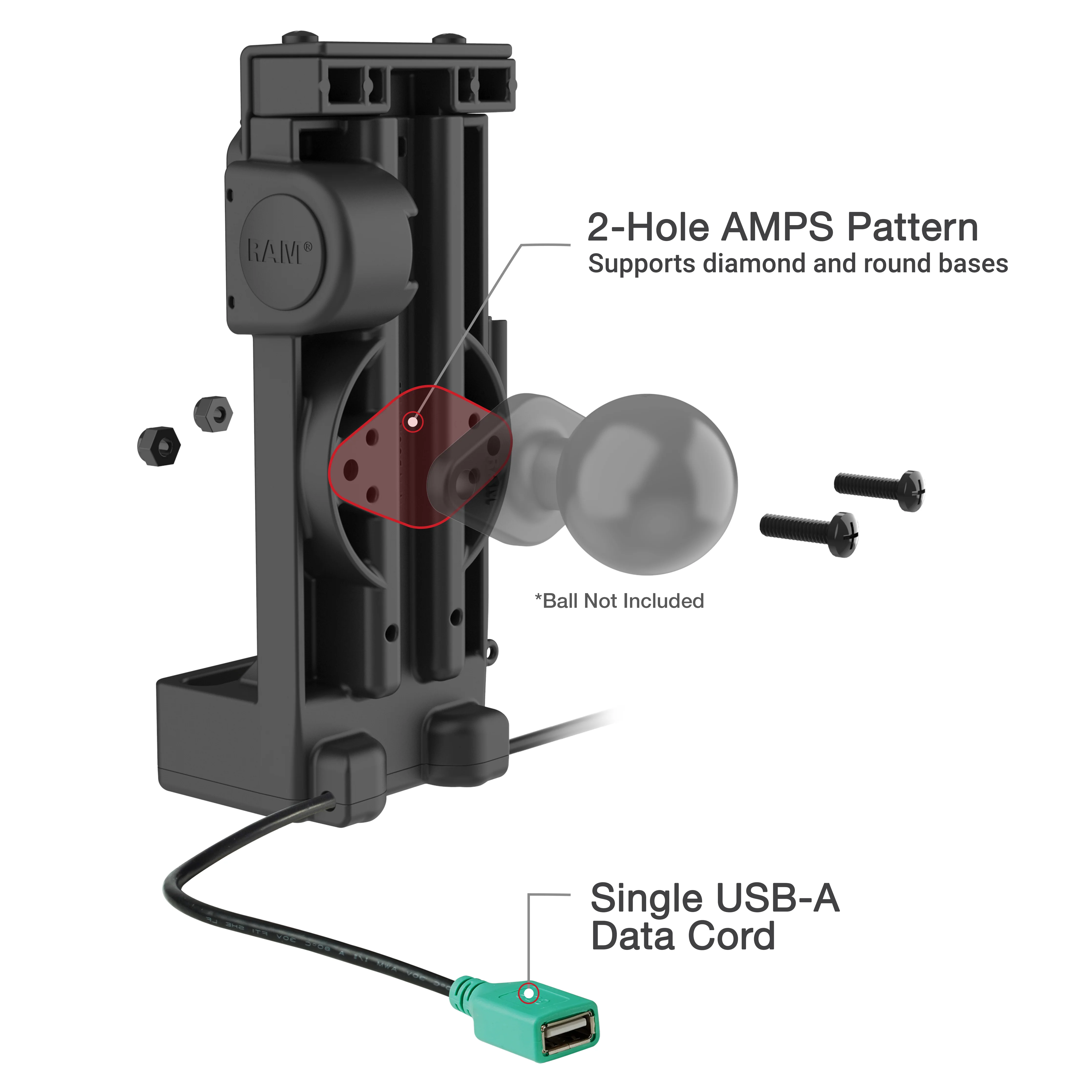 GDS® Uni-Conn™ Spring Loaded Power + Single USB-A Dock - Heated Pins - Image 5