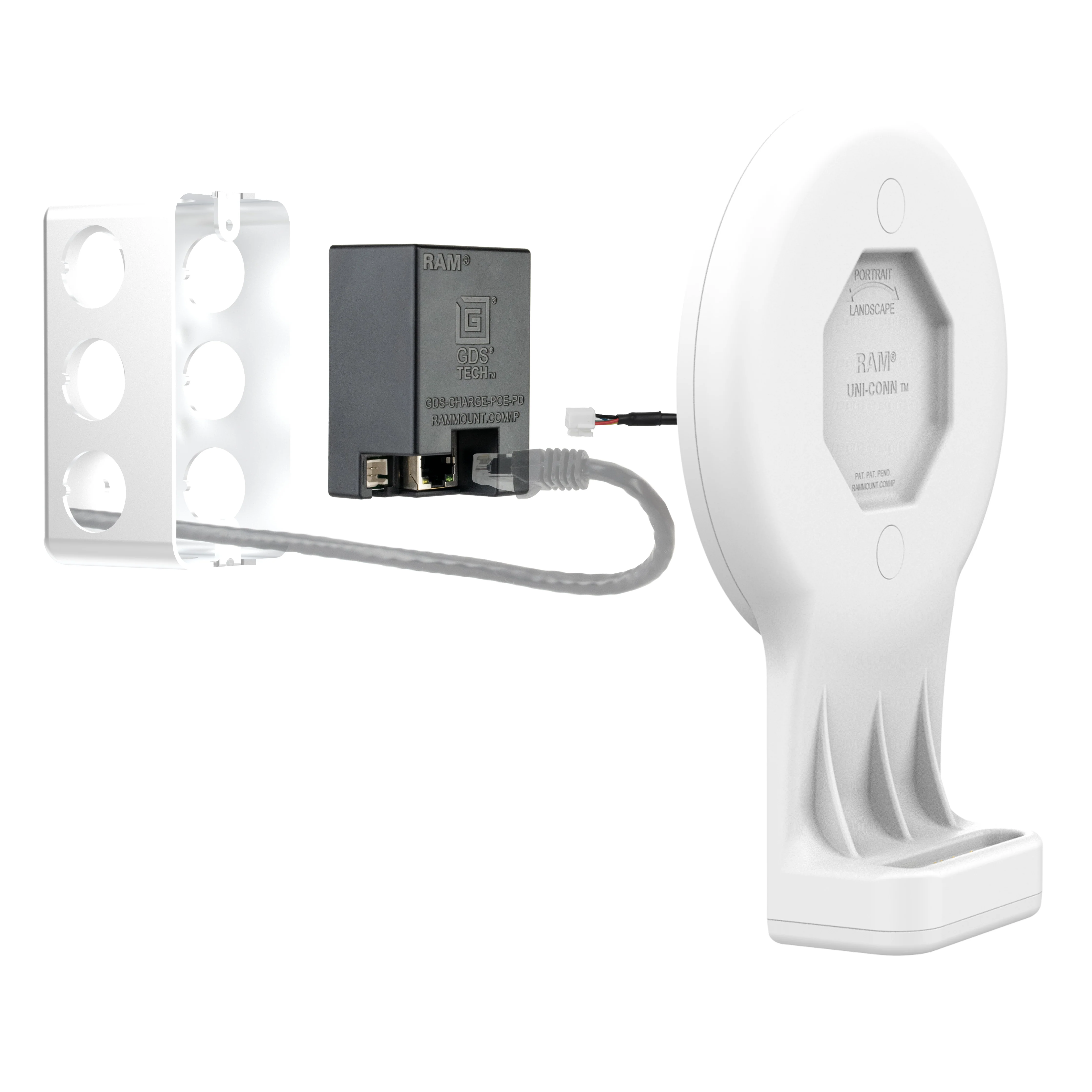 GDS® Uni-Conn™ Wall Dock with Magnetic Receiver & PoE - Gray - Image 5