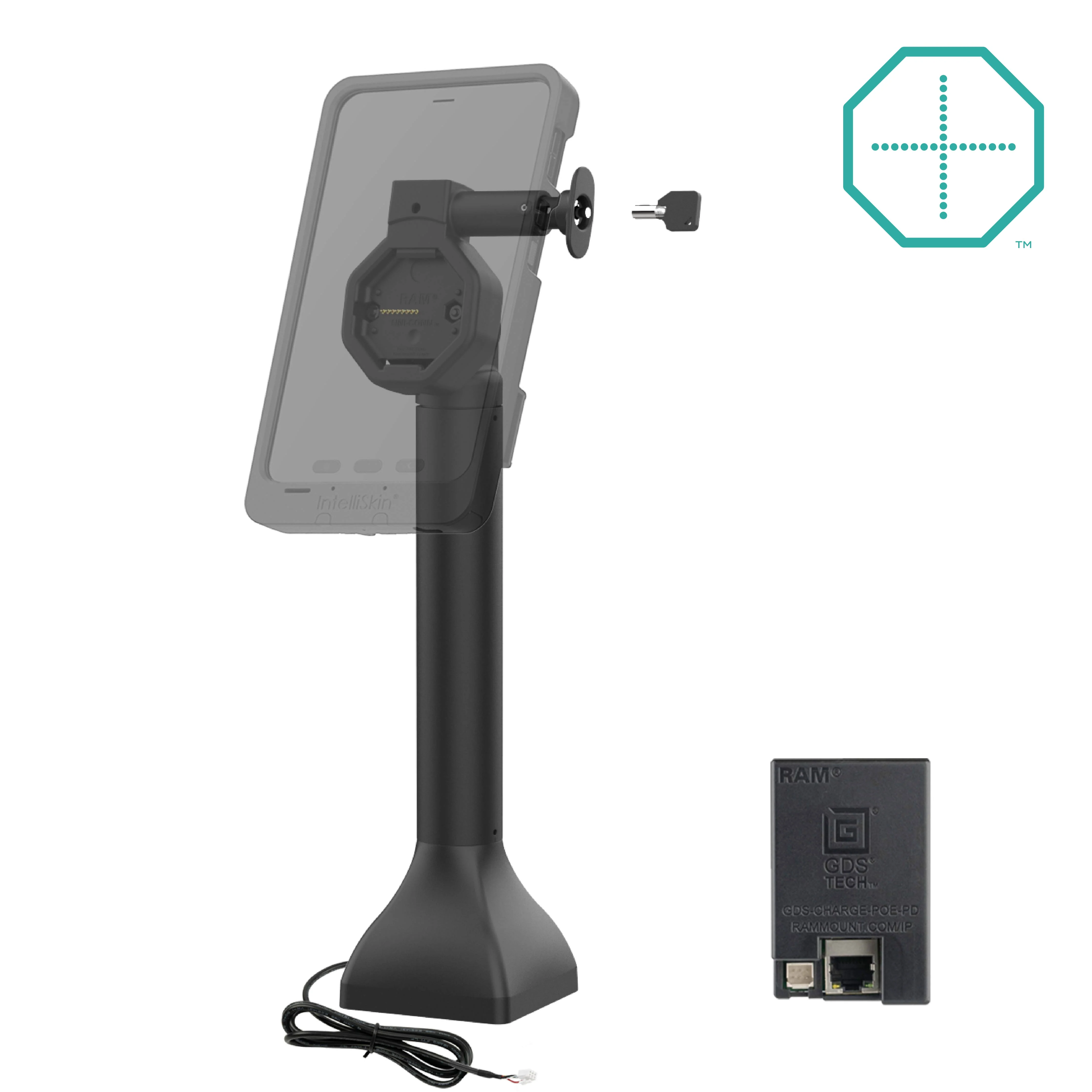 GDS® Uni-Conn™ Powered 14" Locking Pedestal Dock with PoE - Image 2