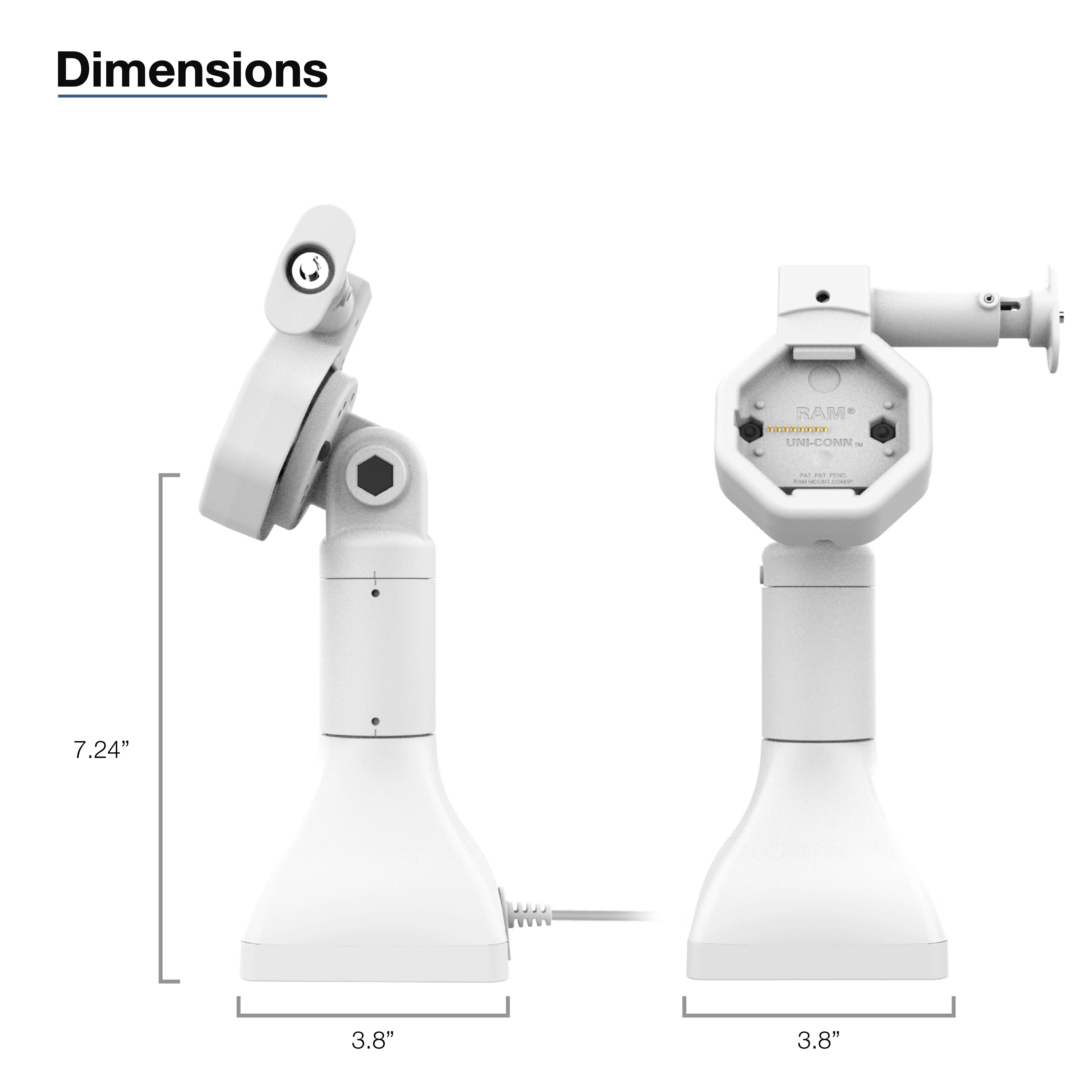 GDS® Uni-Conn™ Powered 7" Locking Pedestal Dock with PoE - Gray - Image 4