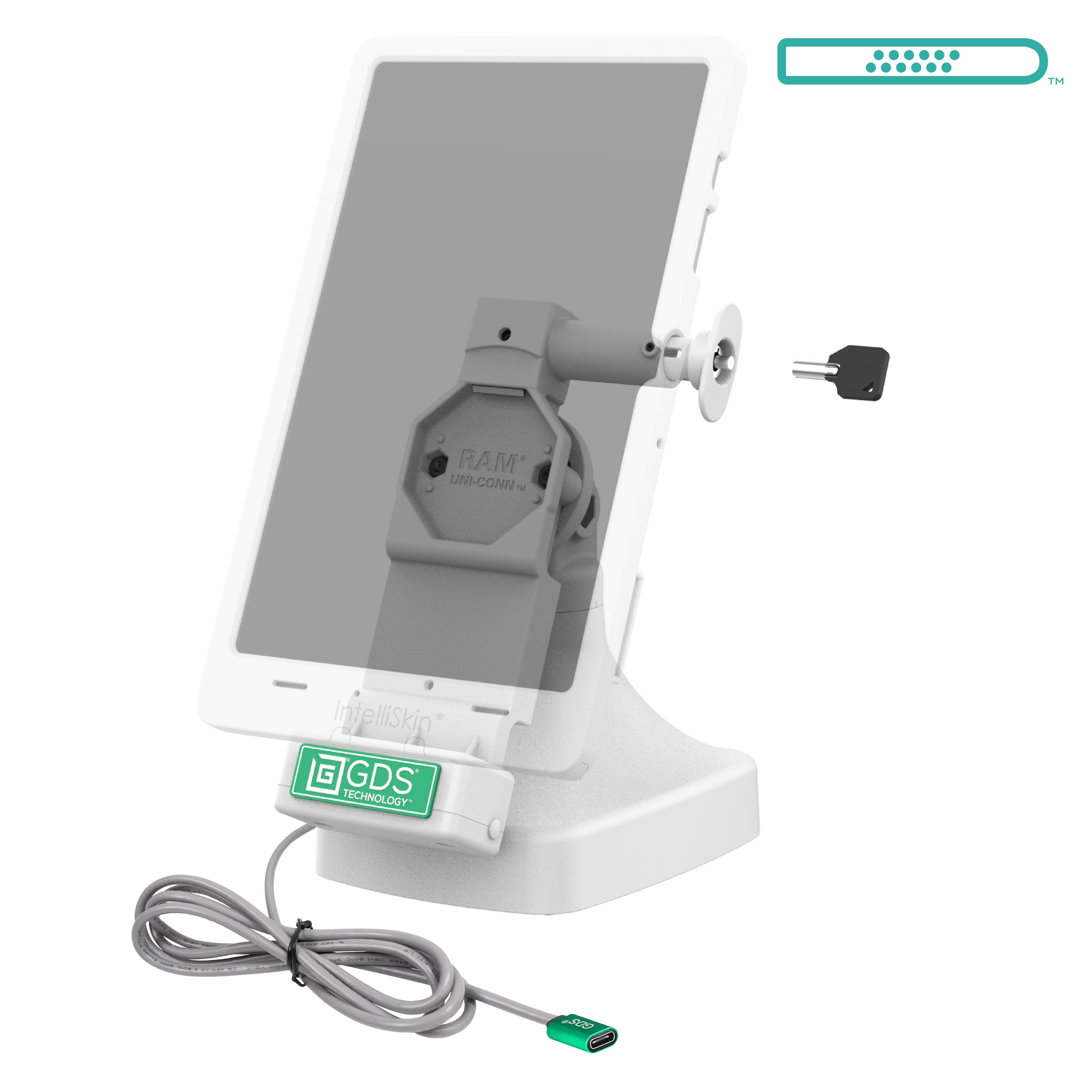 GDS® Uni-Conn™ Locking Tilt & Swivel Dock with USB-C - Gray - Image 2