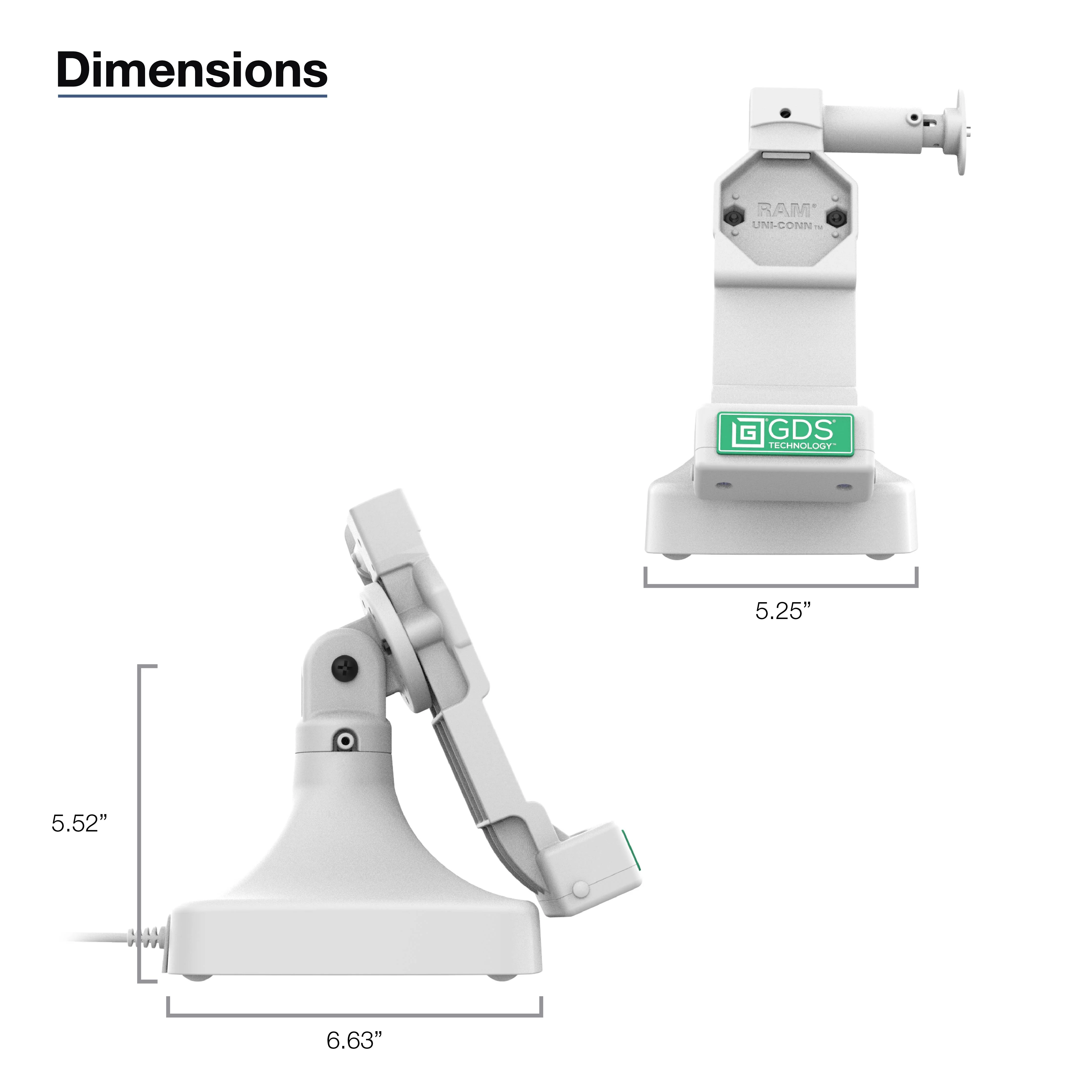 GDS® Uni-Conn™ Locking Tilt & Swivel Dock with USB-C - Gray - Image 7