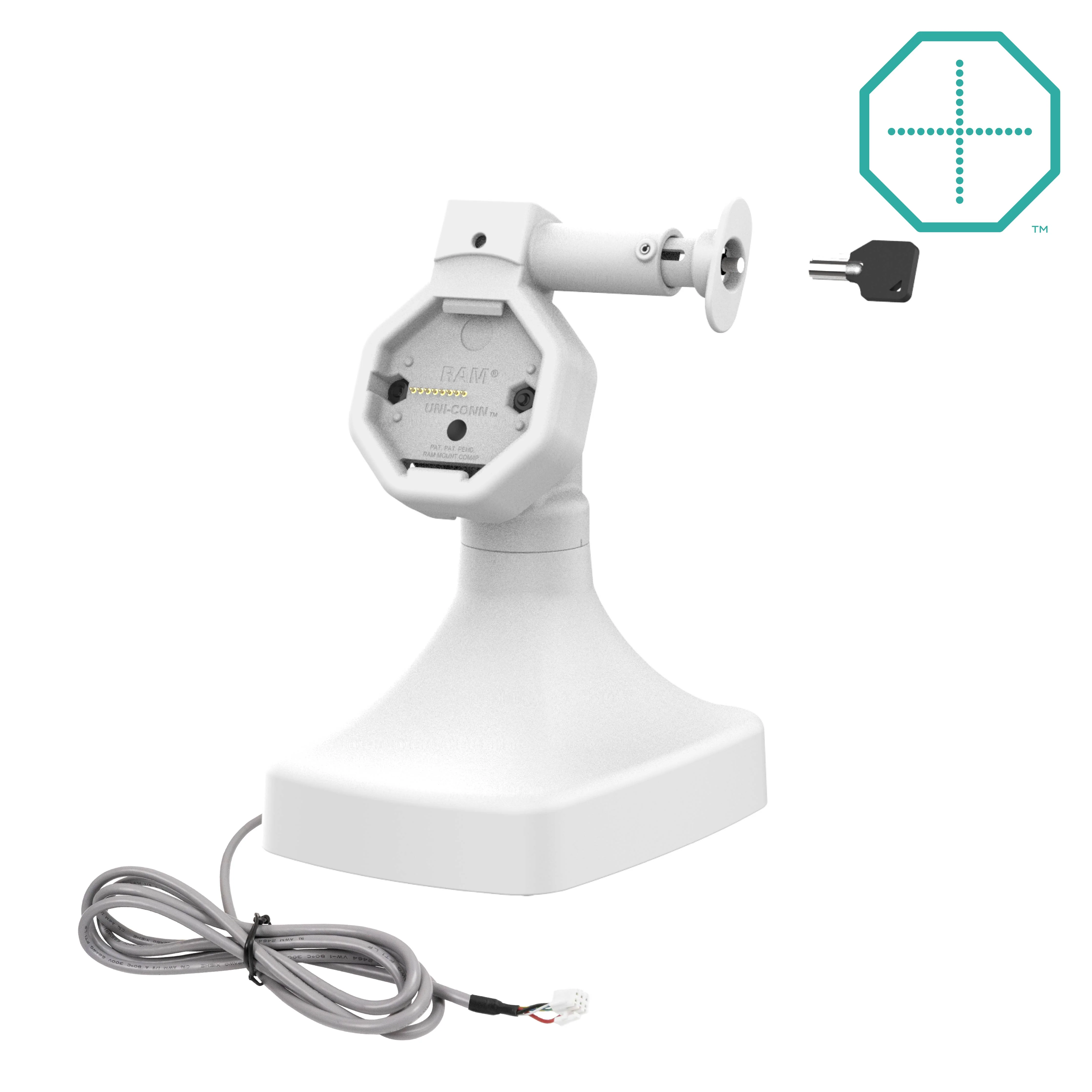 GDS® Uni-Conn™ Powered Locking Tilt & Swivel Dock with PoE - Gray