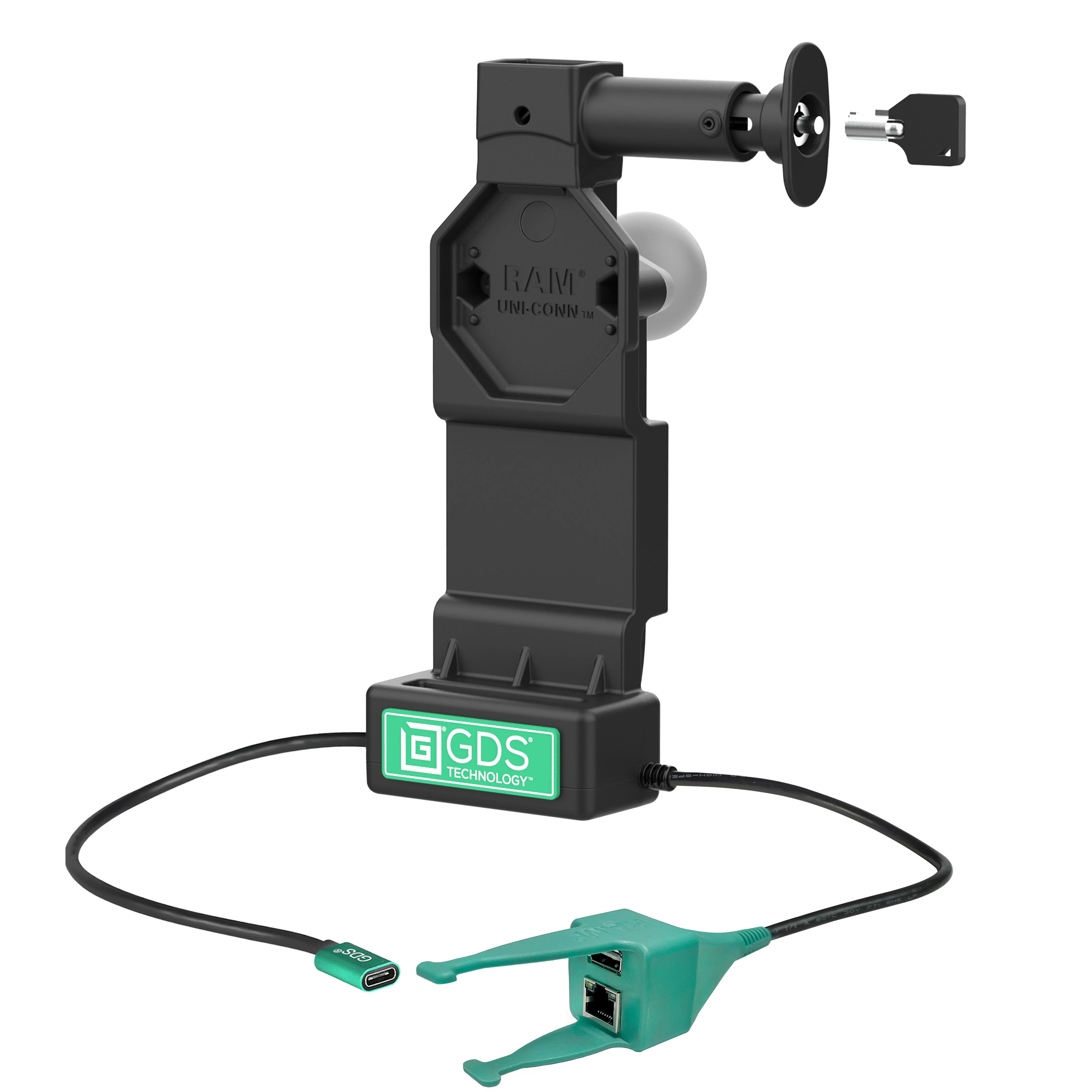 GDS® Uni-Conn™ Locking Dock + USB-A & RJ45 with Release Button