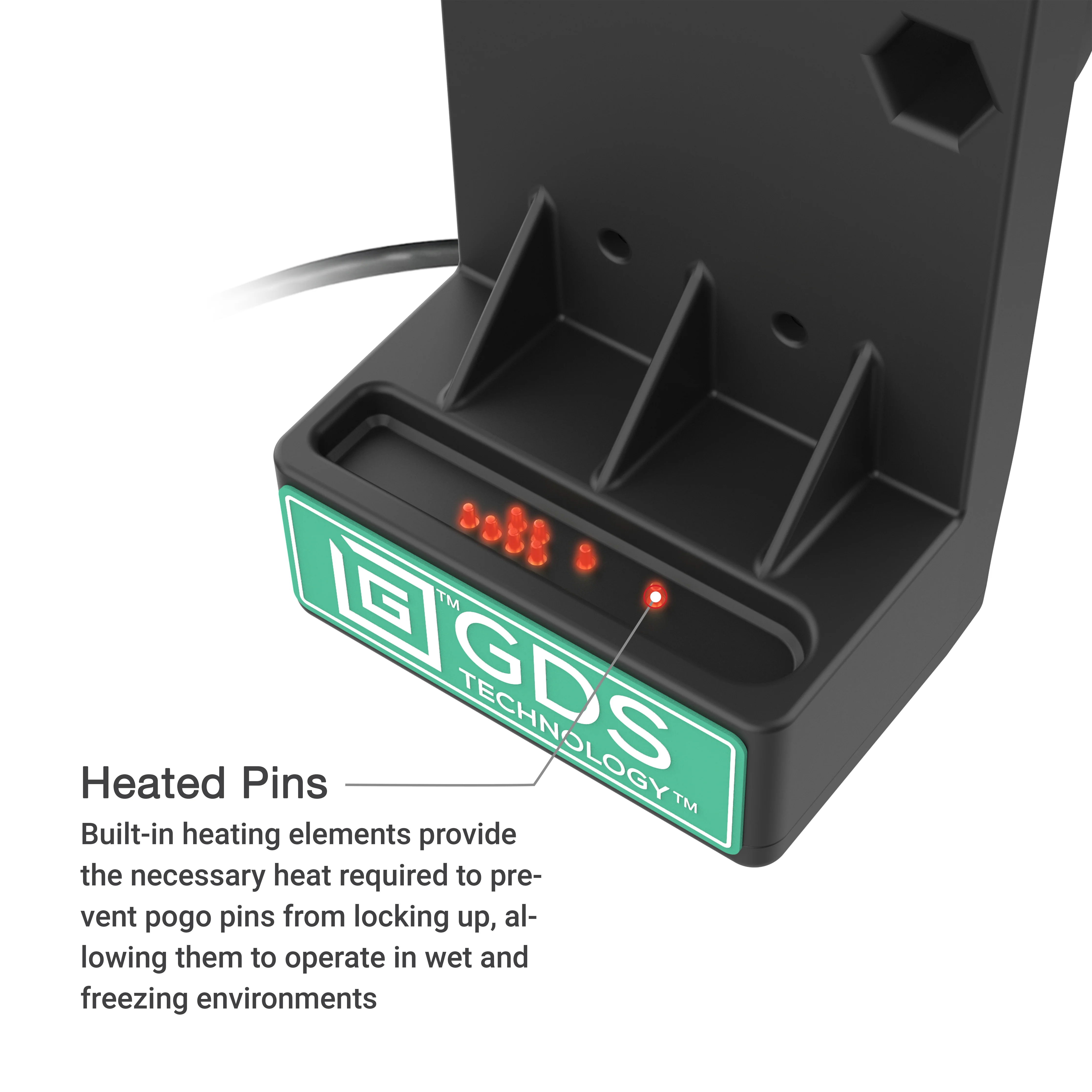GDS® Uni-Conn™ Locking Spring Loaded Power + USB-A Dock - Heated Pins - Image 3