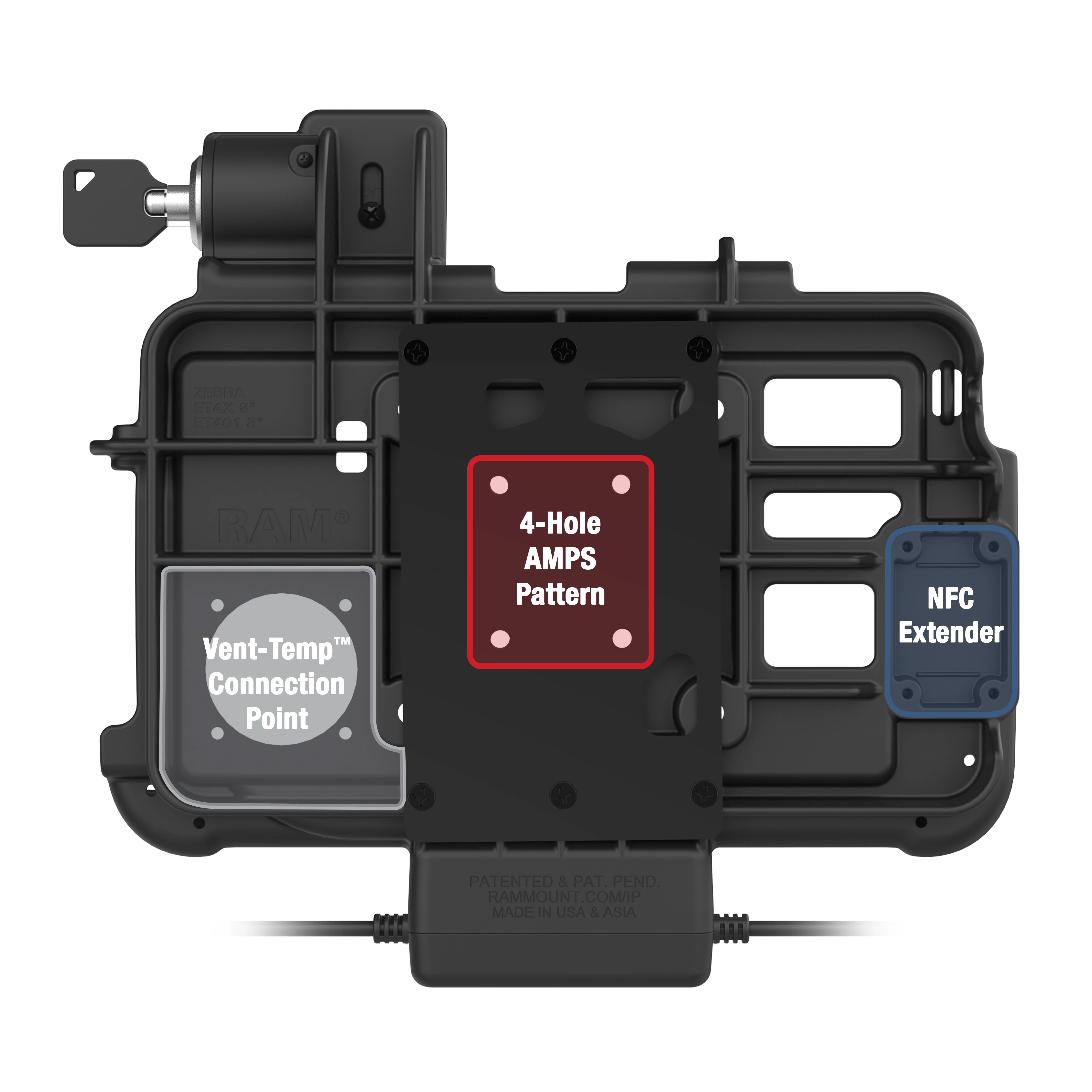 Locking GDS® Thin-Dock + Data for Zebra ET401 8" with IntelliSkin® - Image 3